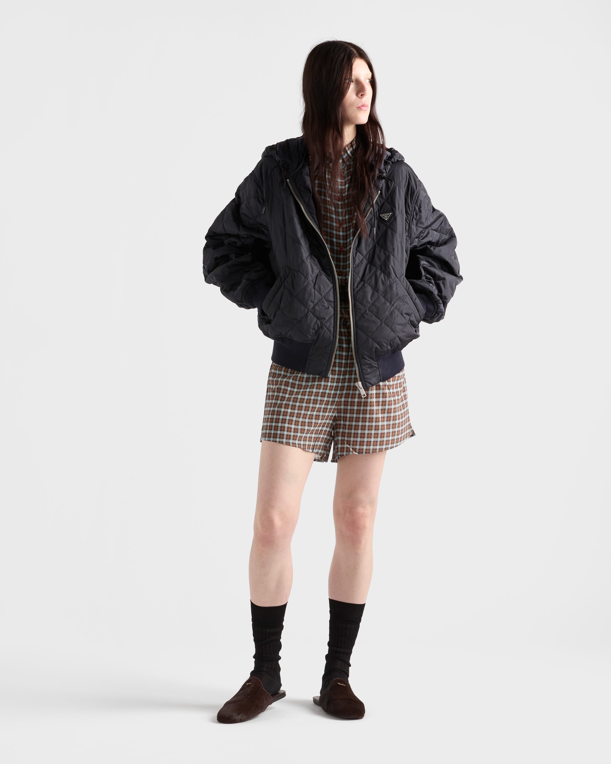 Prada Womens Blue Re Nylon Lightweight Quilted Woven Jacket In Blue