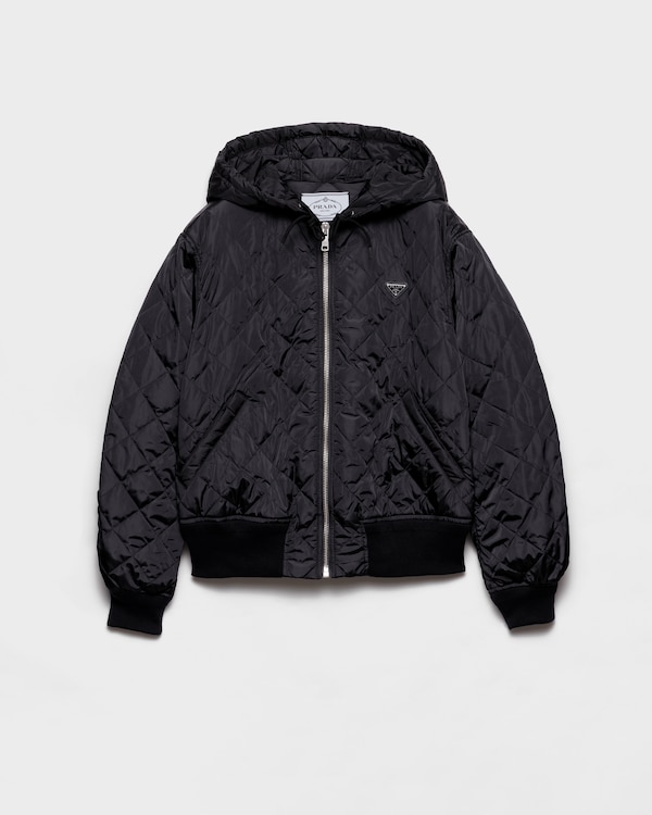 PRADA ジップアップジャケット ネイビー/ホワイト Navy Lightweight, quilted Re-Nylon jacket | PRADA