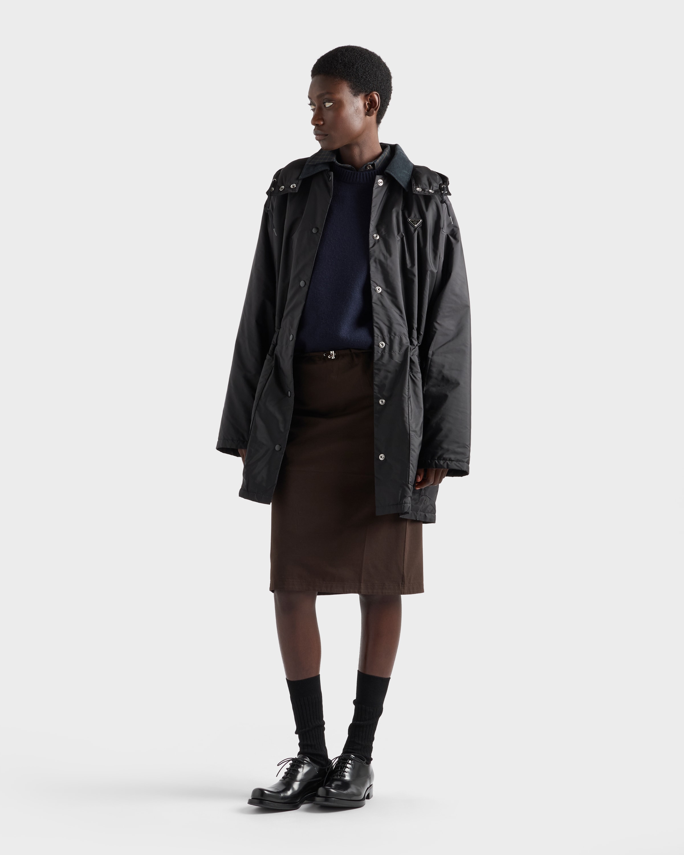 Black Light-weight Re-nylon Waterproof Parka | PRADA - United States