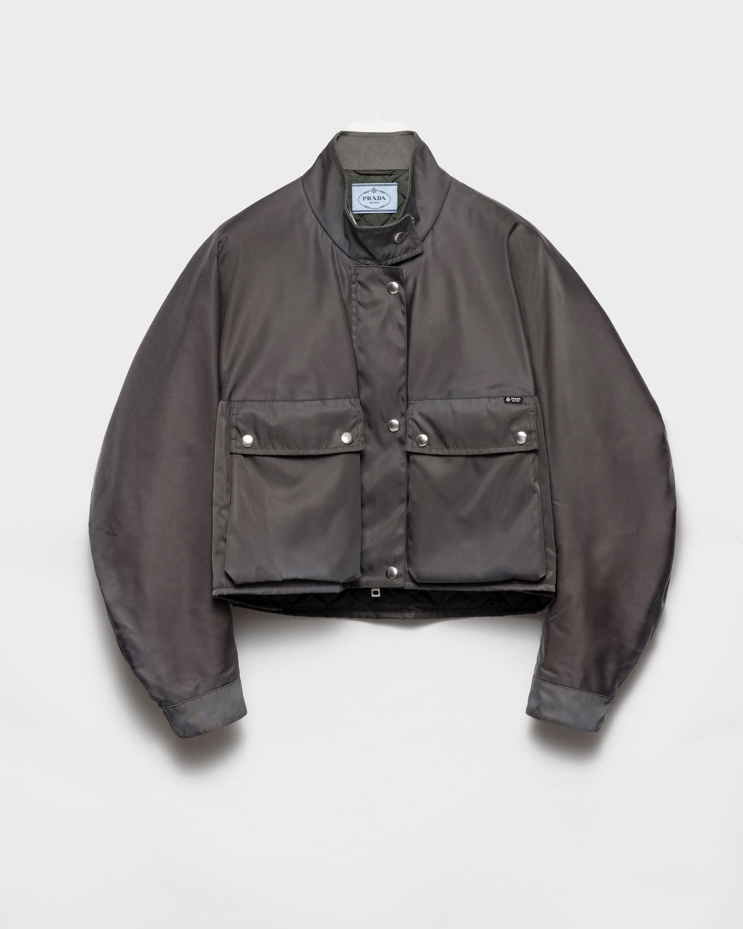 Lead Gray Washed Re-nylon Blouson Jacket | PRADA - United States