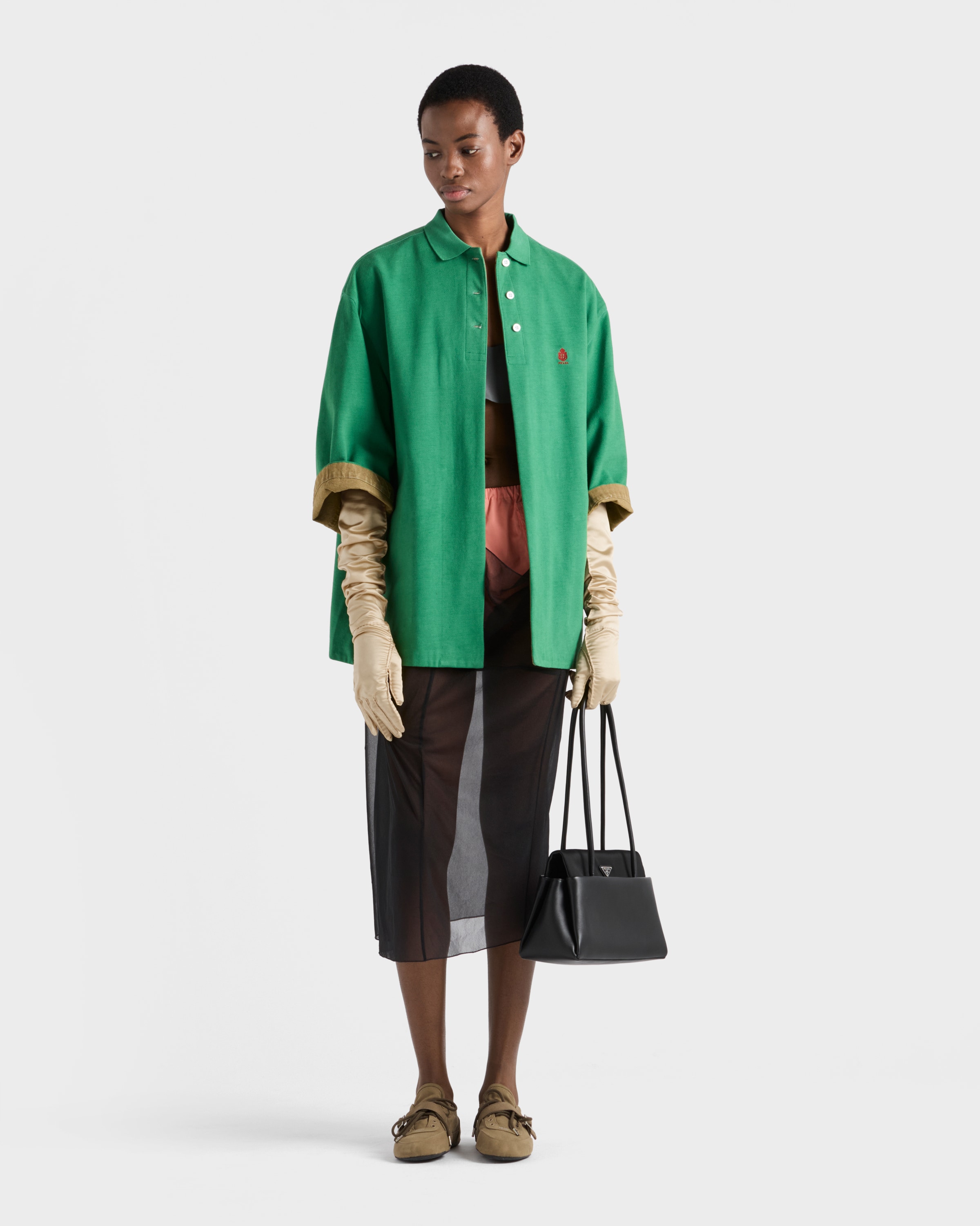 Green/Selva Green Old piqué blouson jacket | PRADA - United States