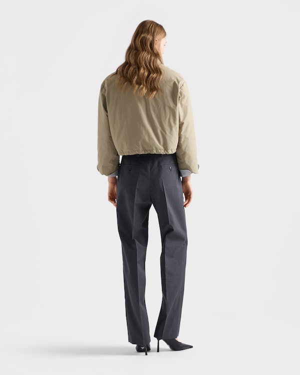 Cropped technical poplin down jacket - Beige Cropped technical poplin down jacket - Beige