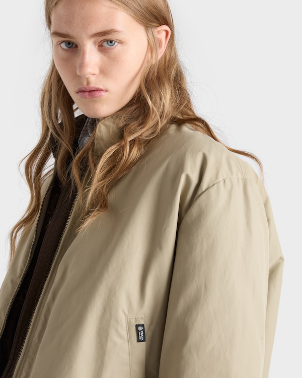 Cropped technical poplin down jacket - Beige Cropped technical poplin down jacket - Beige