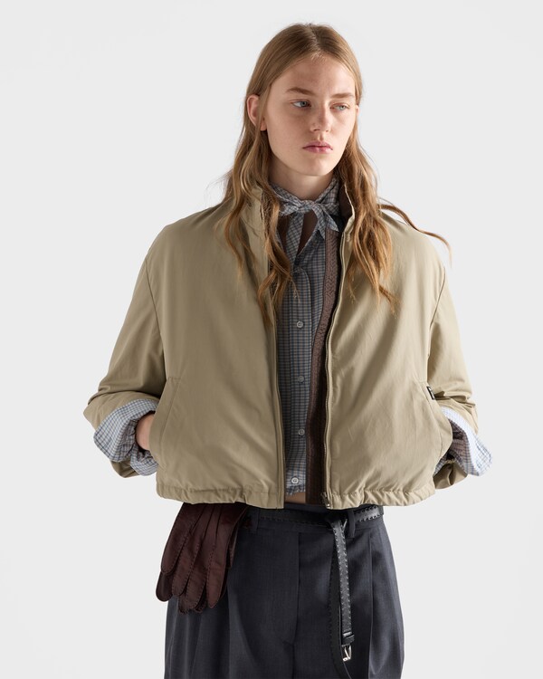Cropped technical poplin down jacket - Beige Cropped technical poplin down jacket - Beige