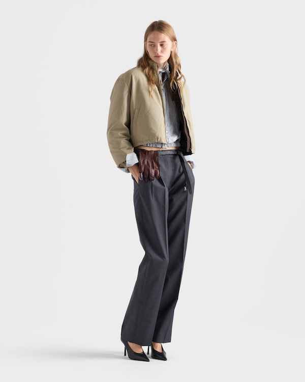 Cropped technical poplin down jacket - Beige Cropped technical poplin down jacket - Beige
