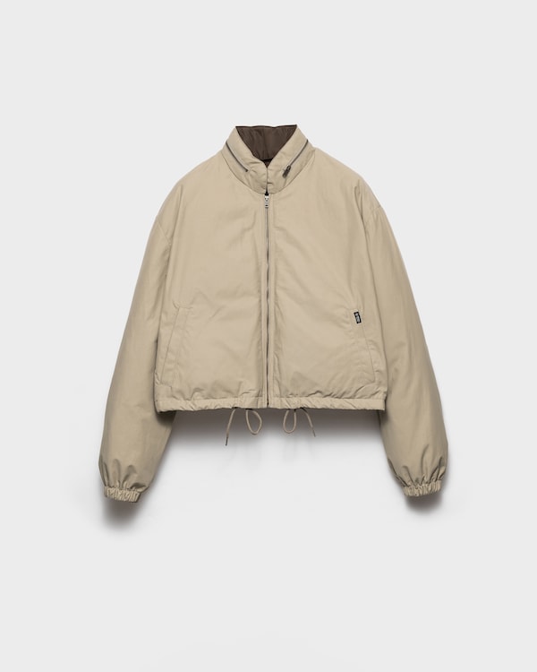 Cropped technical poplin down jacket - Beige Cropped technical poplin down jacket - Beige