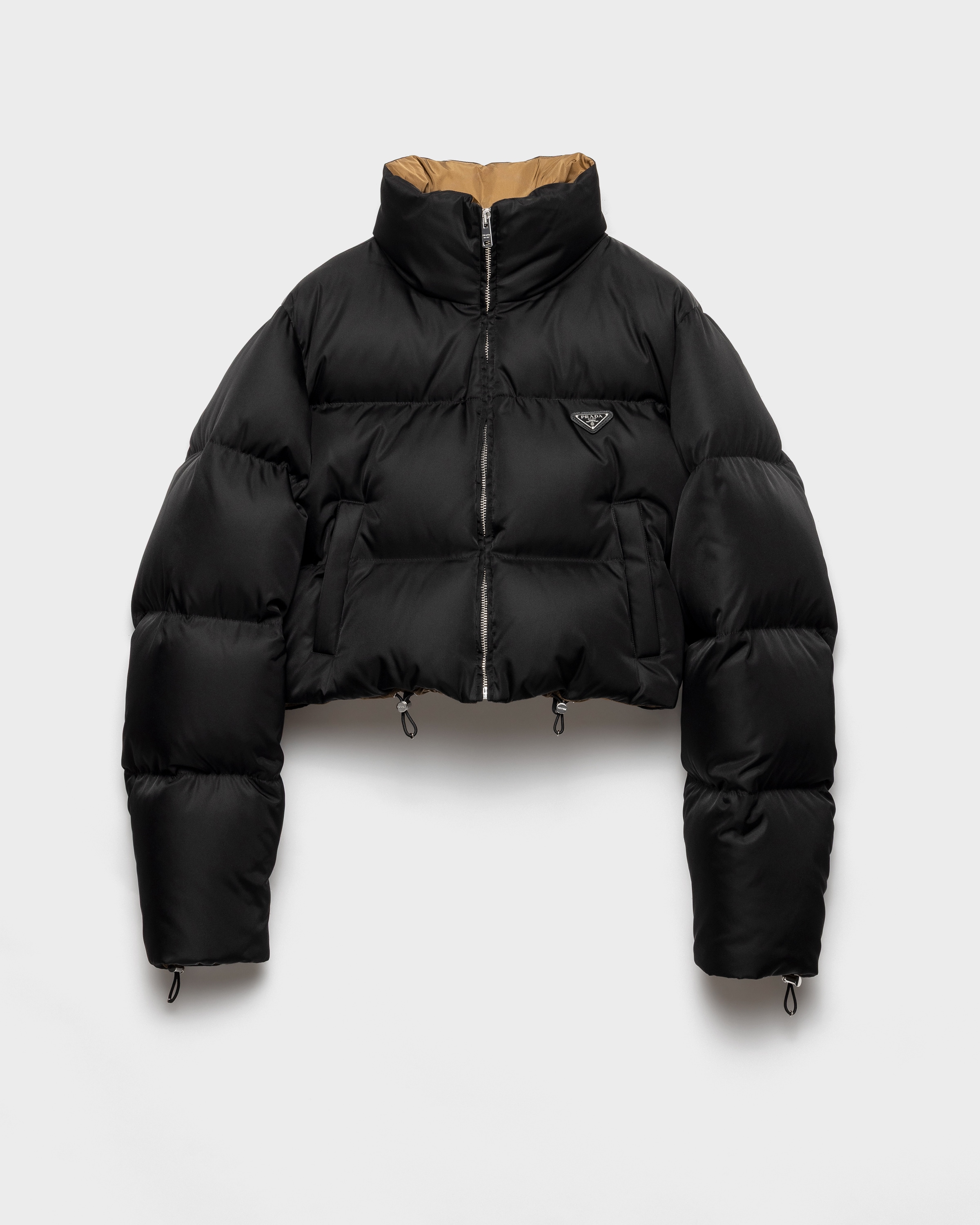 Prada Chaqueta De Plumón Corta En Re-nylon, Mujer, Negro, Talla 40