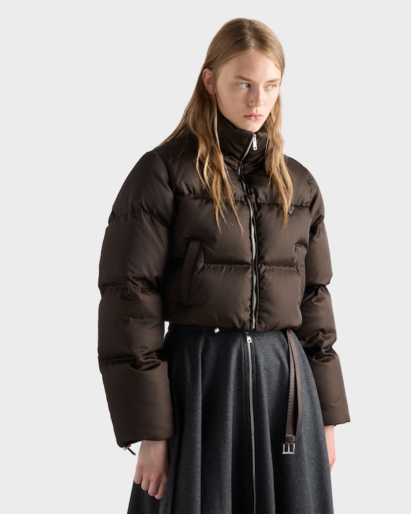 Cropped Re-Nylon down jacket - Cocoa Brown Cropped Re-Nylon down jacket - Cocoa Brown