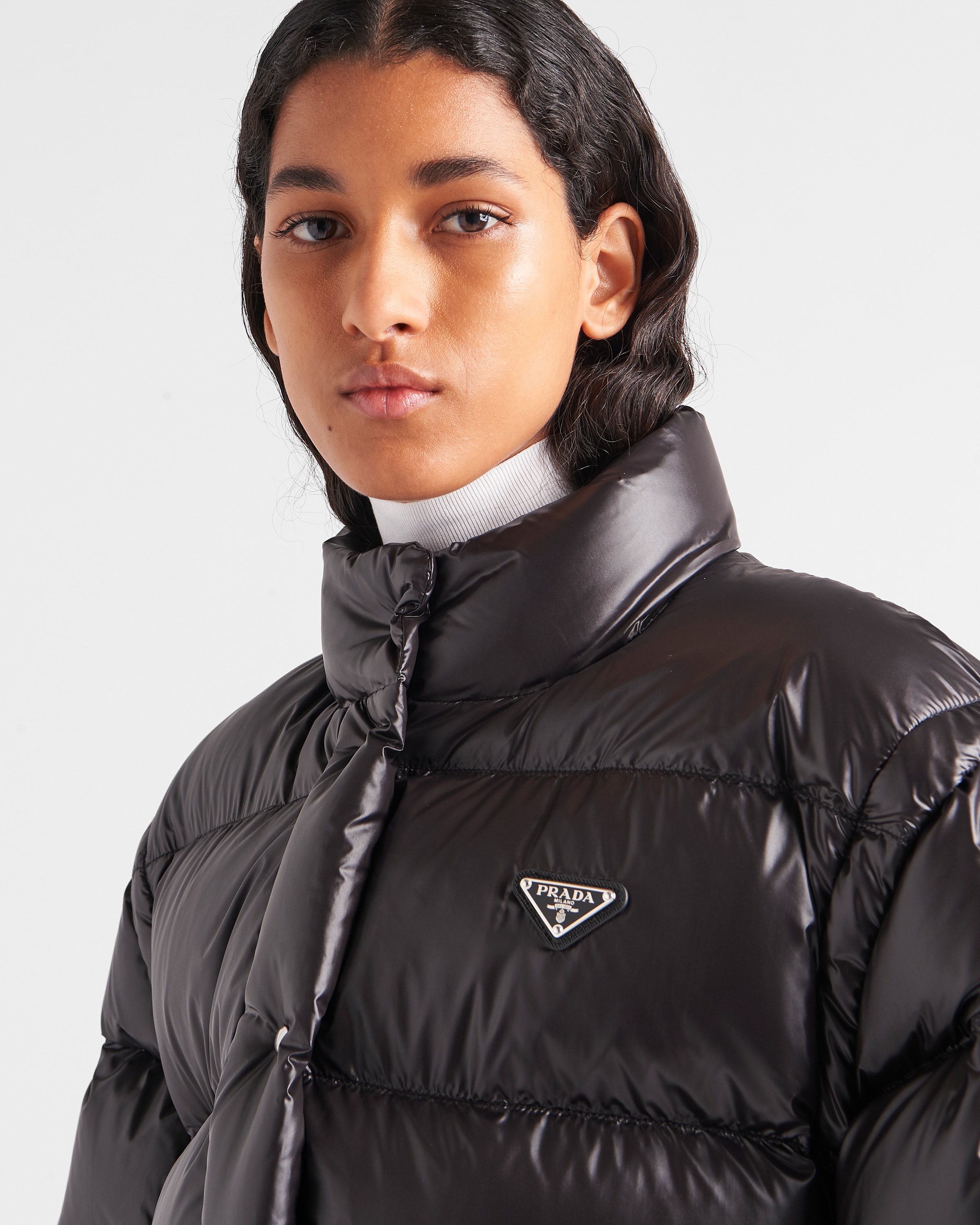 Black Re-Nylon convertible down jacket | Prada