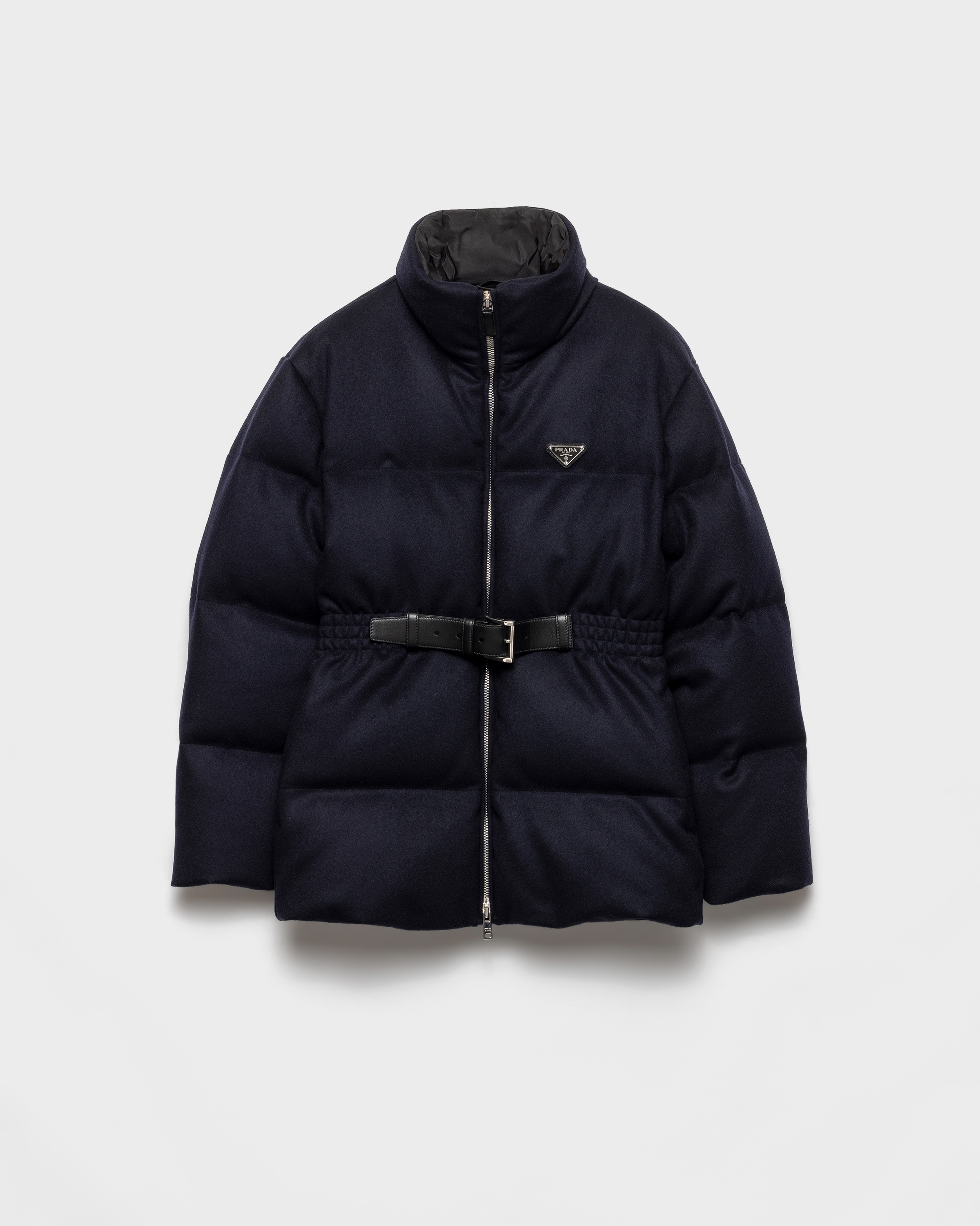 Prada Womens Blue Loden Belted Shell-down Puffer Jacket In Blue