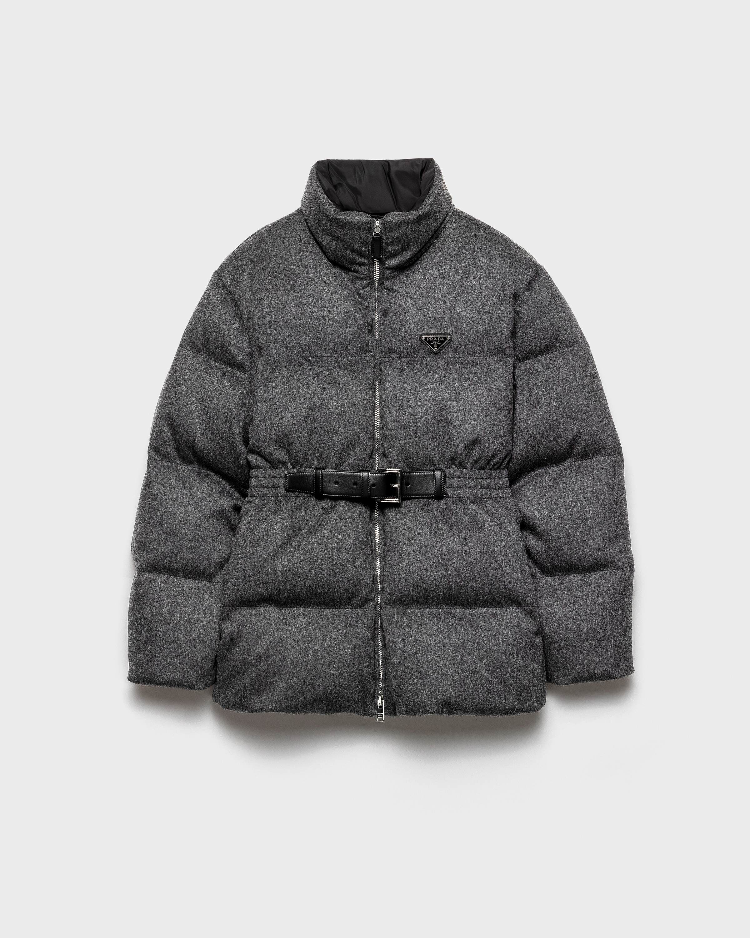 Prada Womens Grey Loden Belted Shell-down Puffer Jacket In Gray