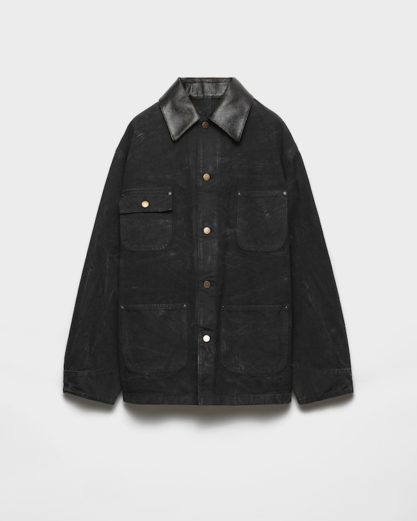 日本完売【 PRADA 】 キャンバス トラッカージャケット PRADA - PRADA プラダ キャンバス トラッカー ジャケット グレー