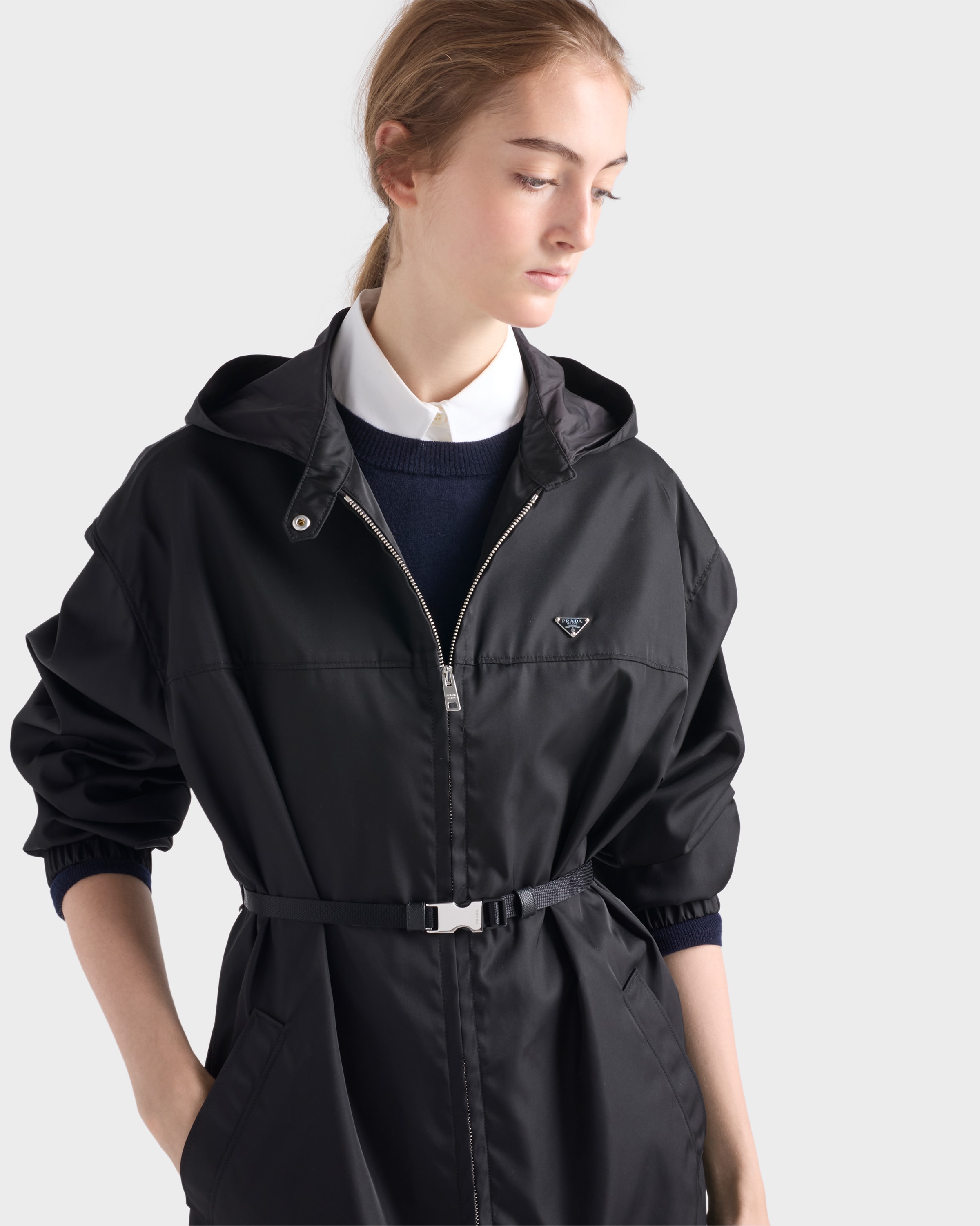 ブラック Re-nylon コート | PRADA