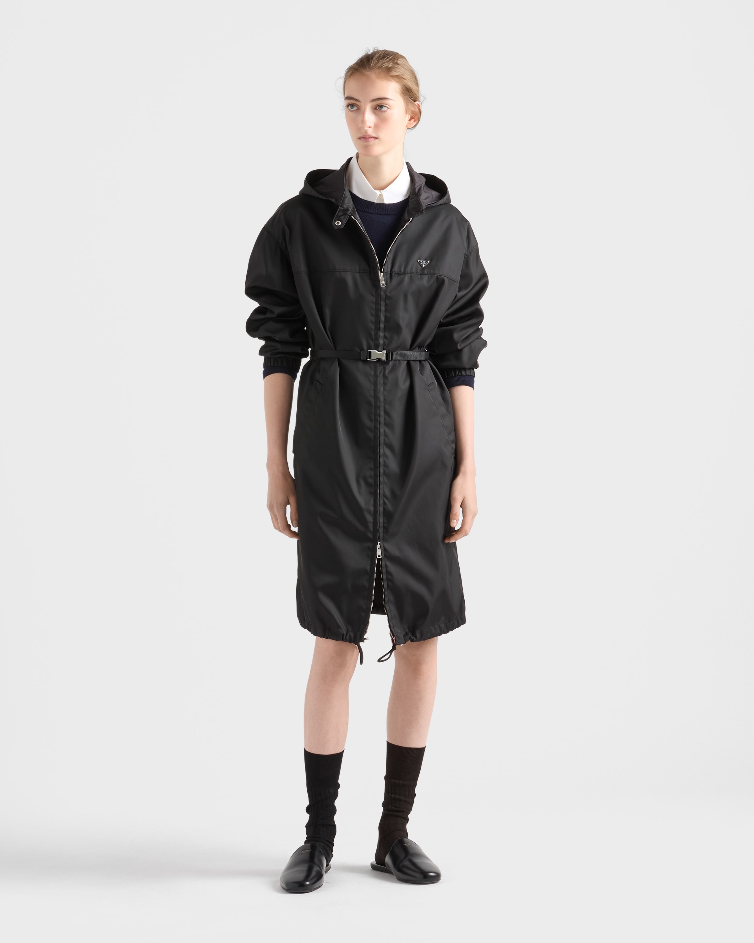 ブラック Re-nylon コート | PRADA