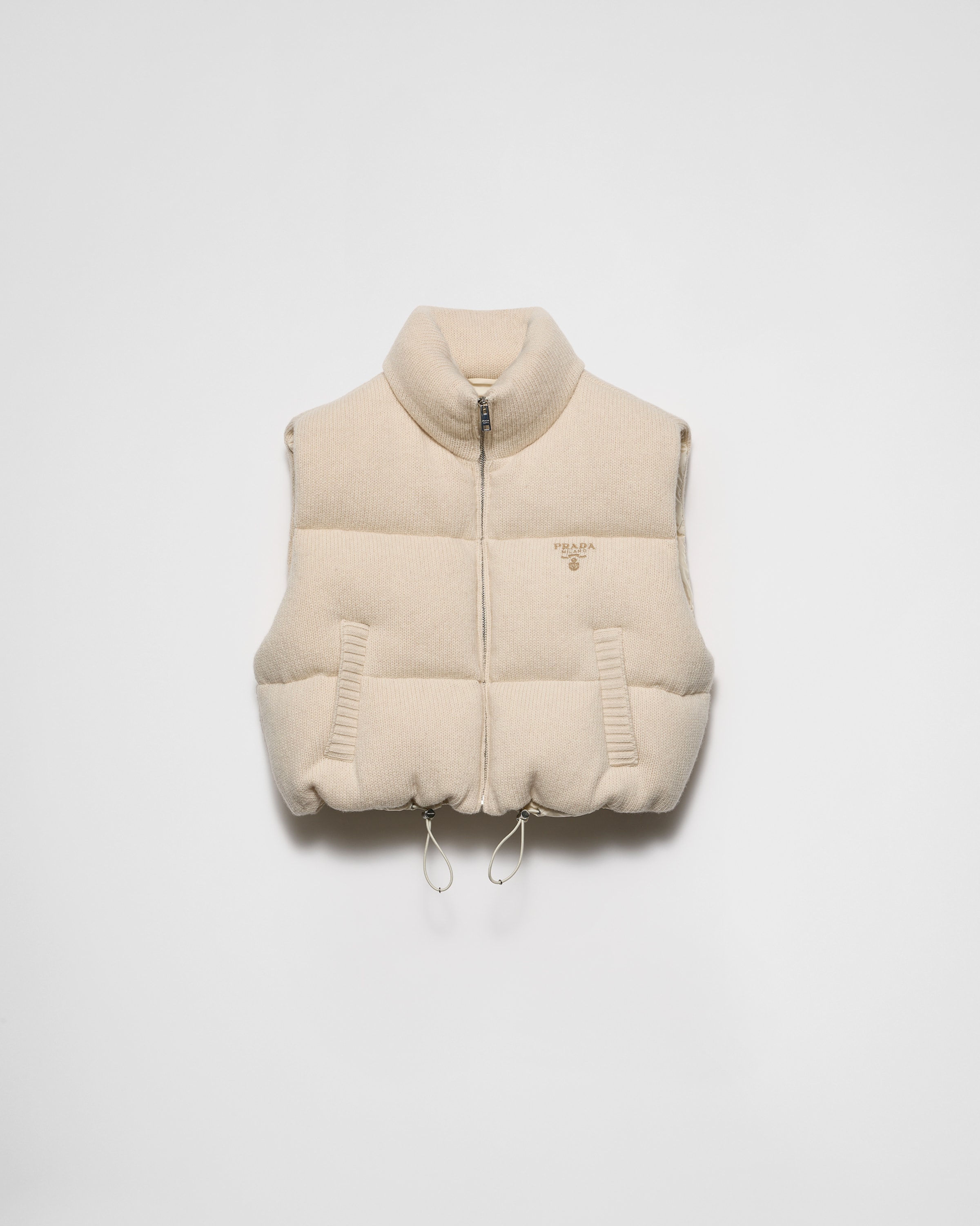 Ivory Wool and cashmere down vest | PRADA