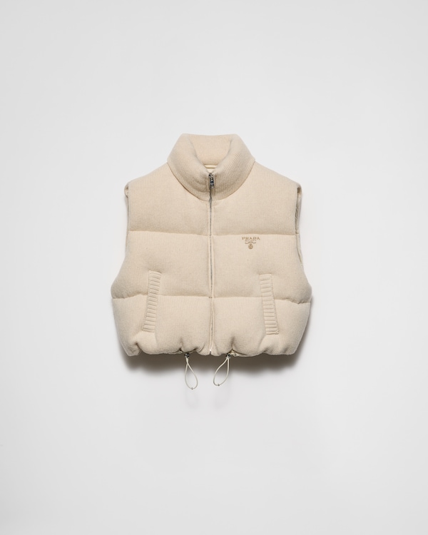関税込 PRADA |Technical fabric down vest Chalk White Light Technical Fabric Down Vest | PRADA