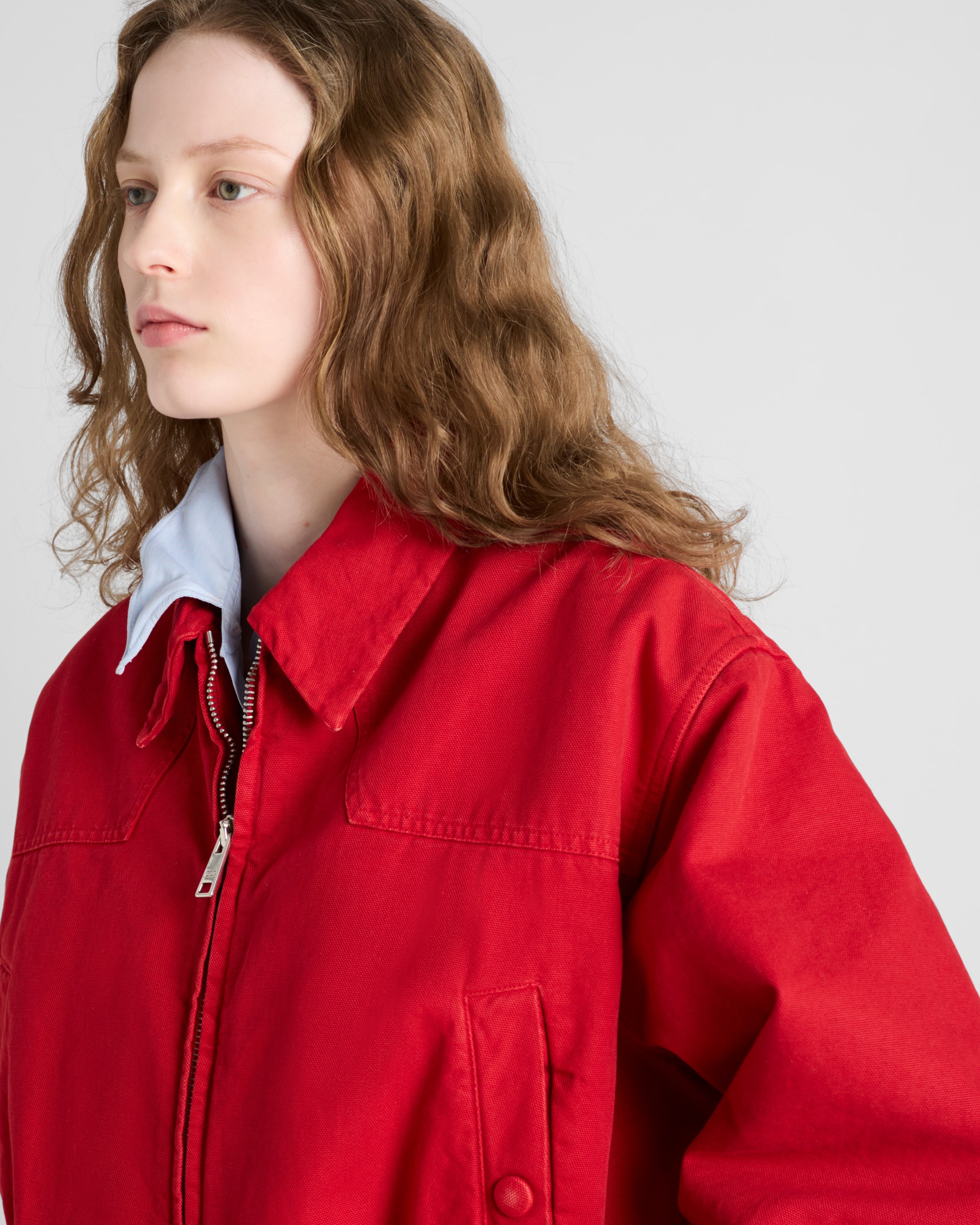 Shop Prada Jacke Aus Canvas In Red