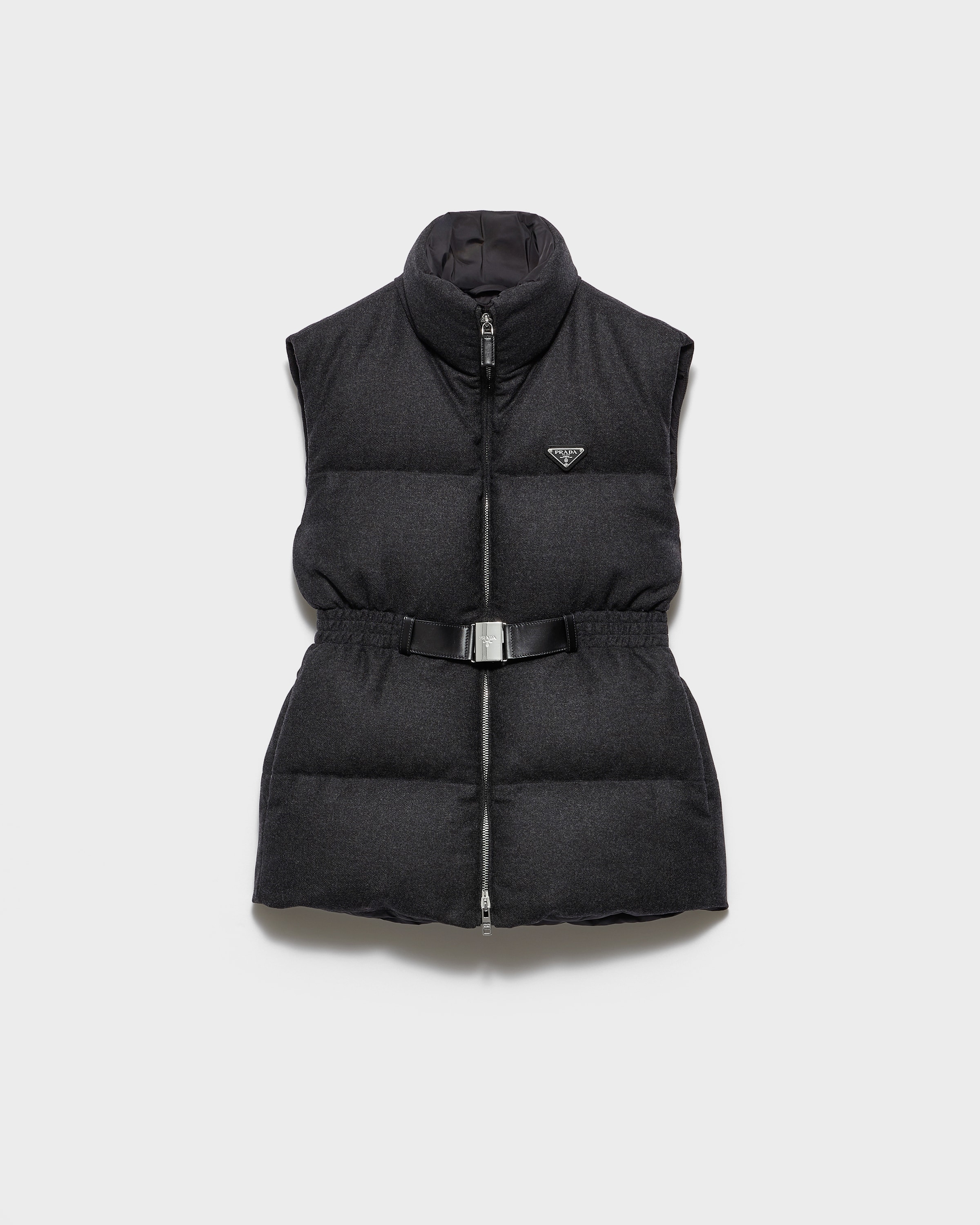 Anthracite Gray Re-wool Down Vest | PRADA - Hong Kong SAR China