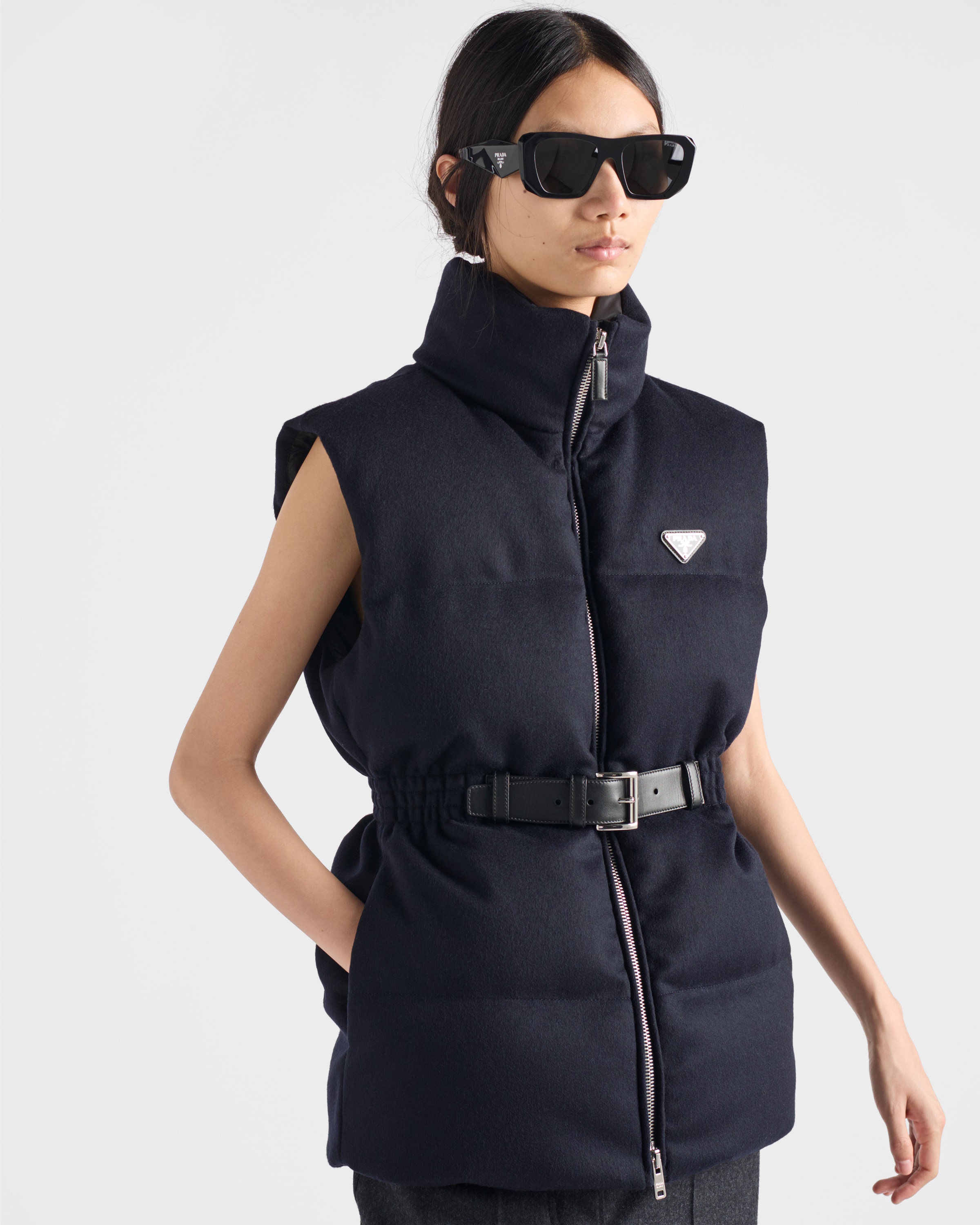 Navy Loden down vest | PRADA - Netherlands