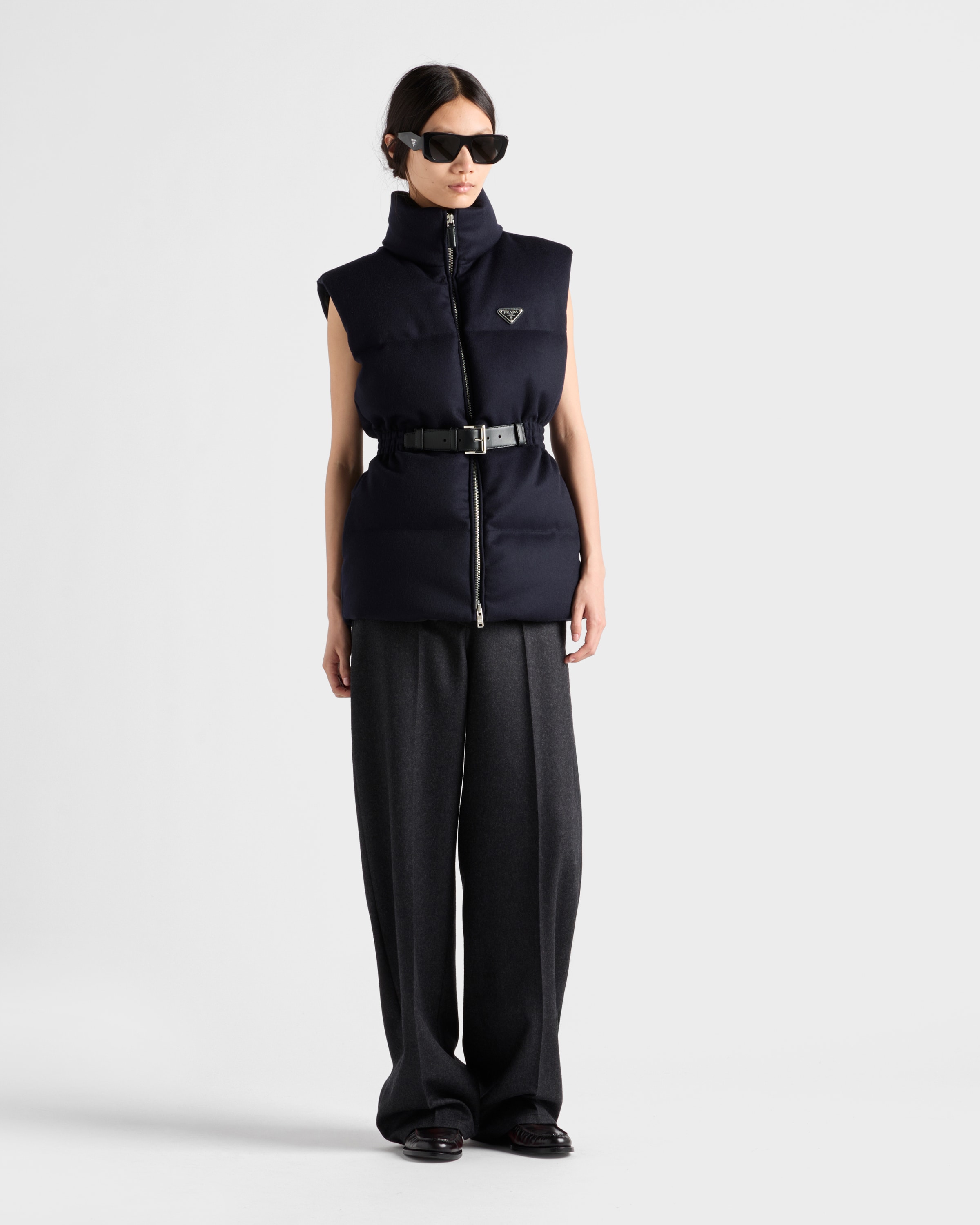Navy Loden down vest | PRADA - Turkey
