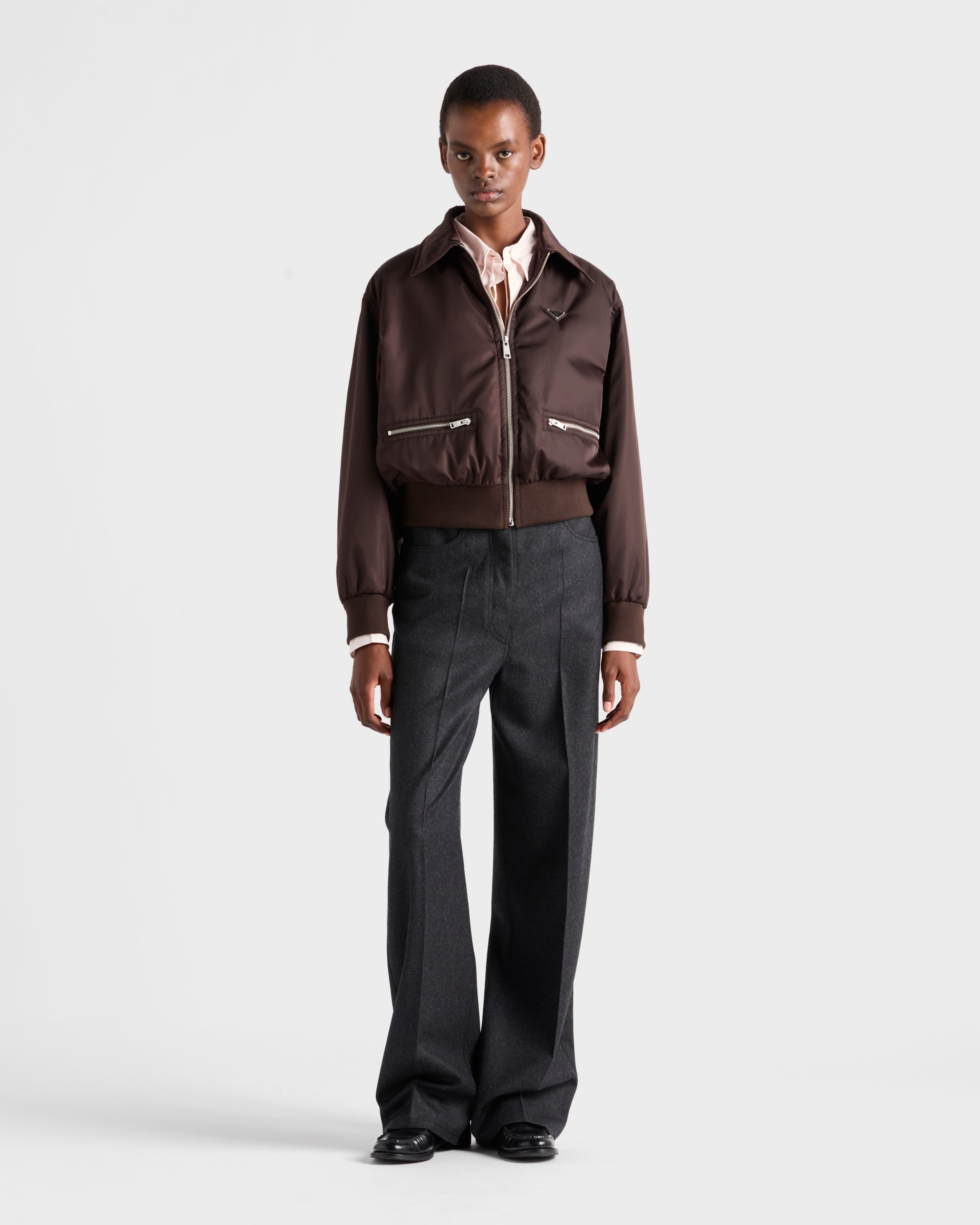 Prada Long Sleeve Casual Jacket In Brown