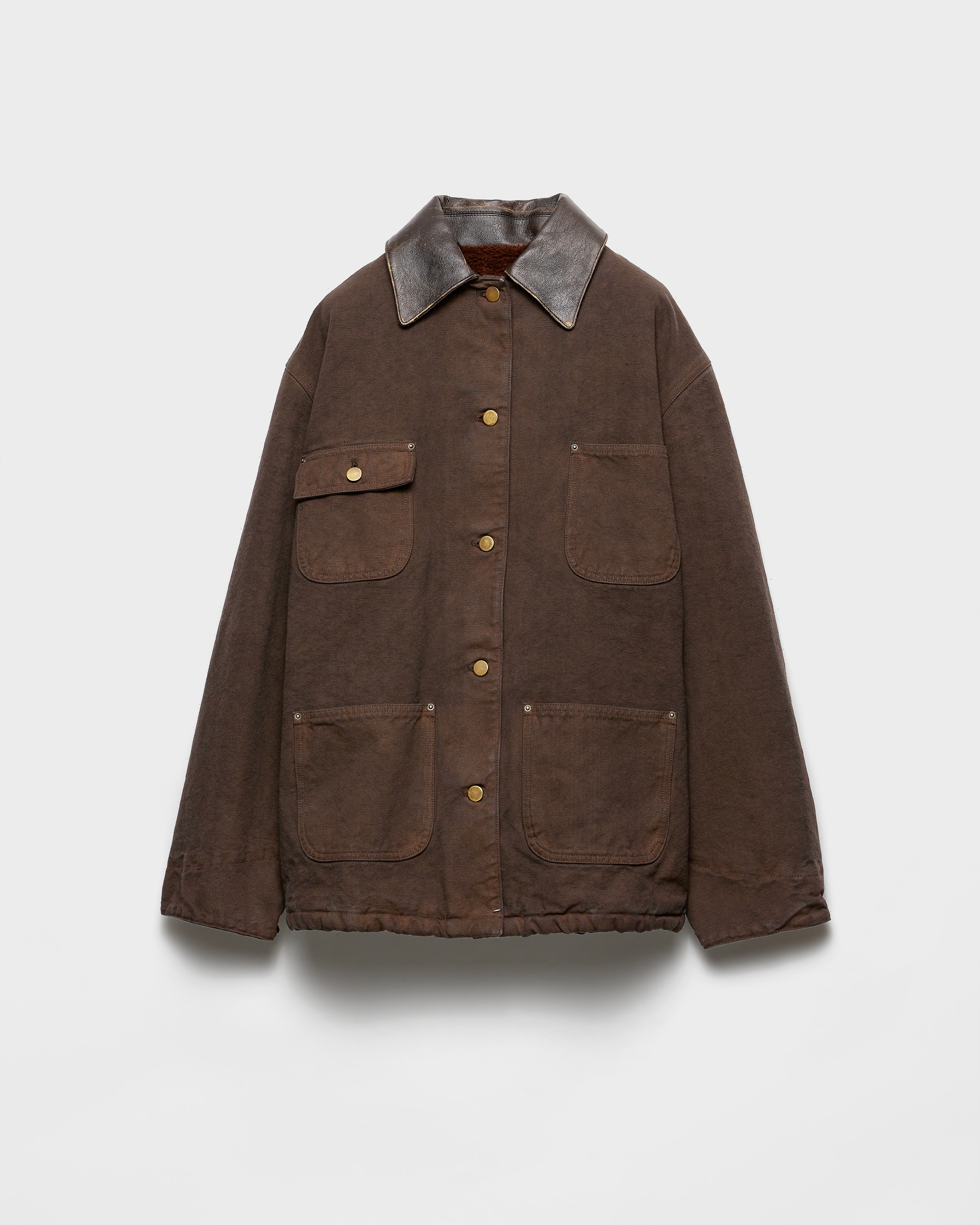 Prada Canvas Blouson Jacket In Brown