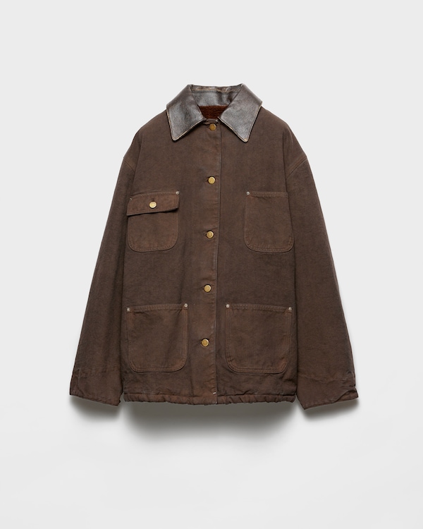 Tobacco Checked wool twill lumberjack jacket | PRADA