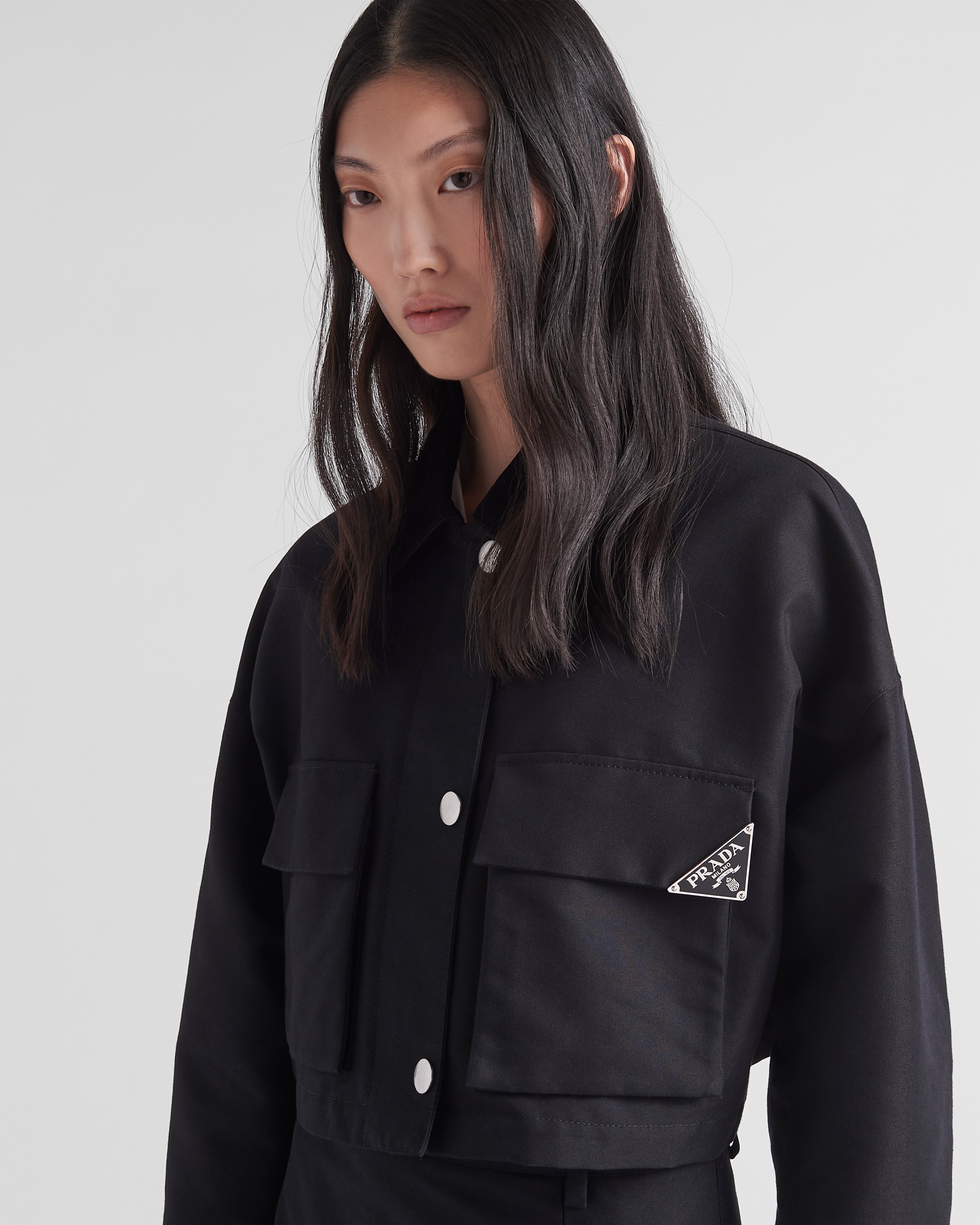 Black Technical Canvas Blouson Jacket PRADA