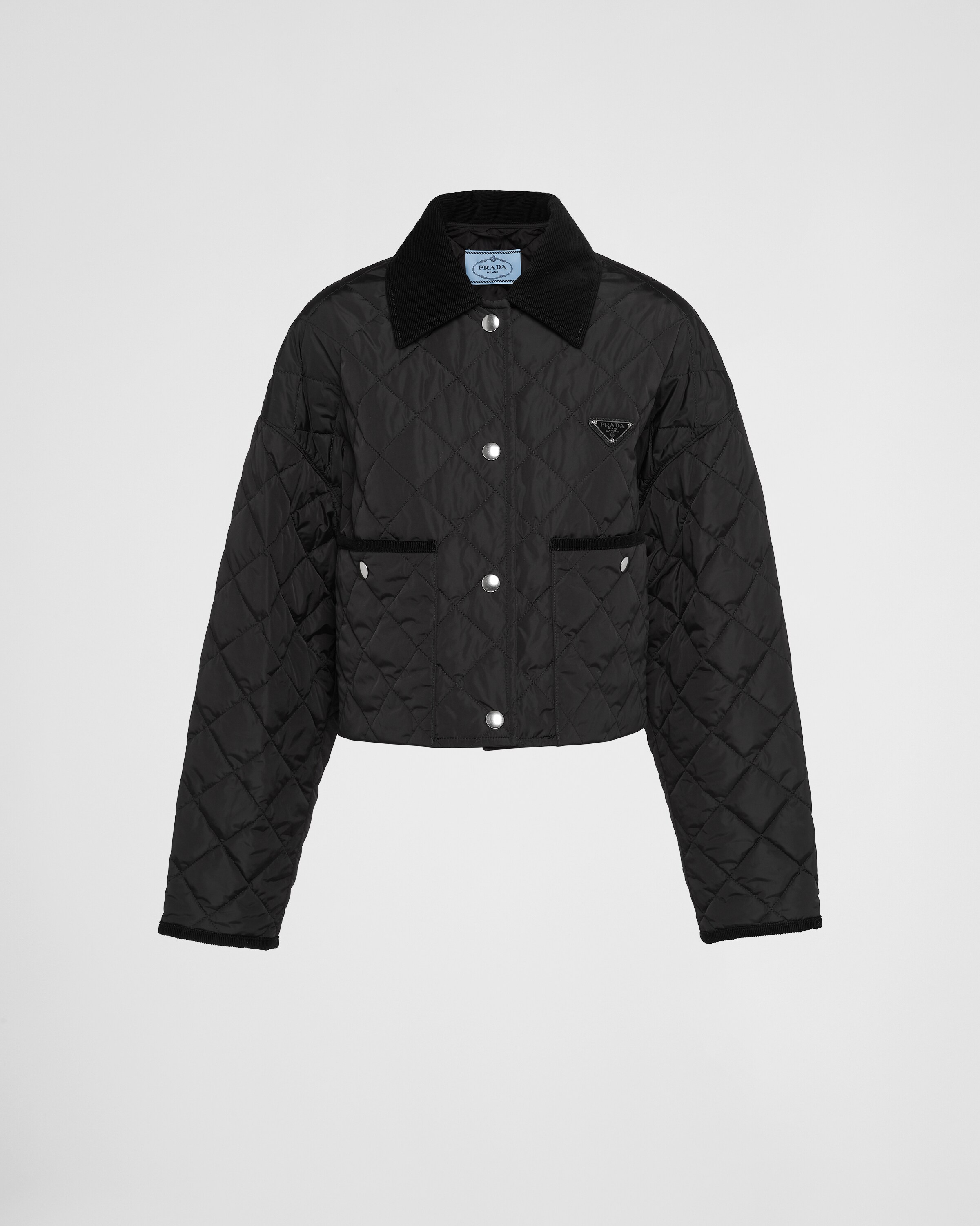 Prada Chaqueta Corta De Re-nylon Ligera, Mujer, Negro, Talla 44