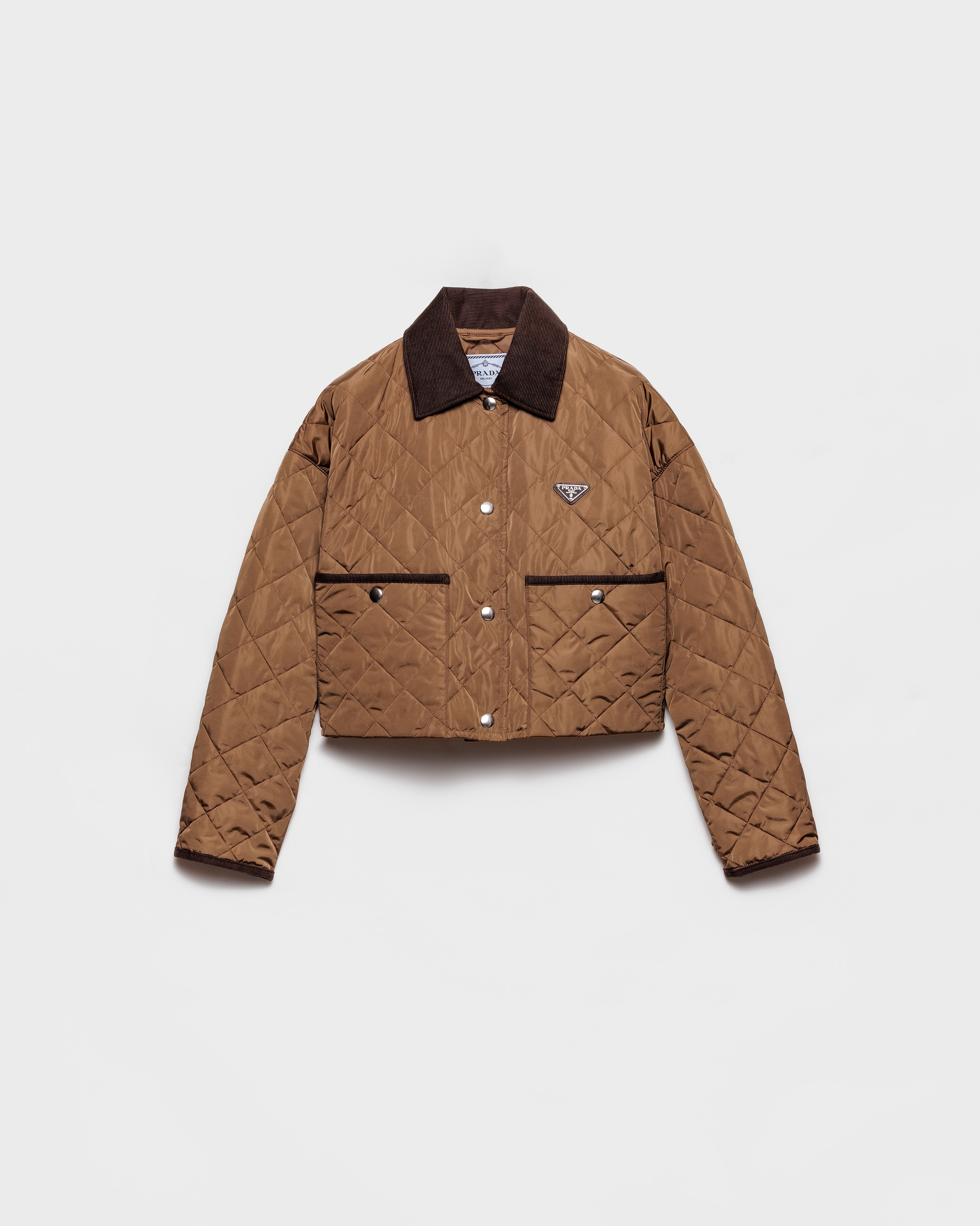 Prada Light Re-nylon Cropped Jacket In Brown