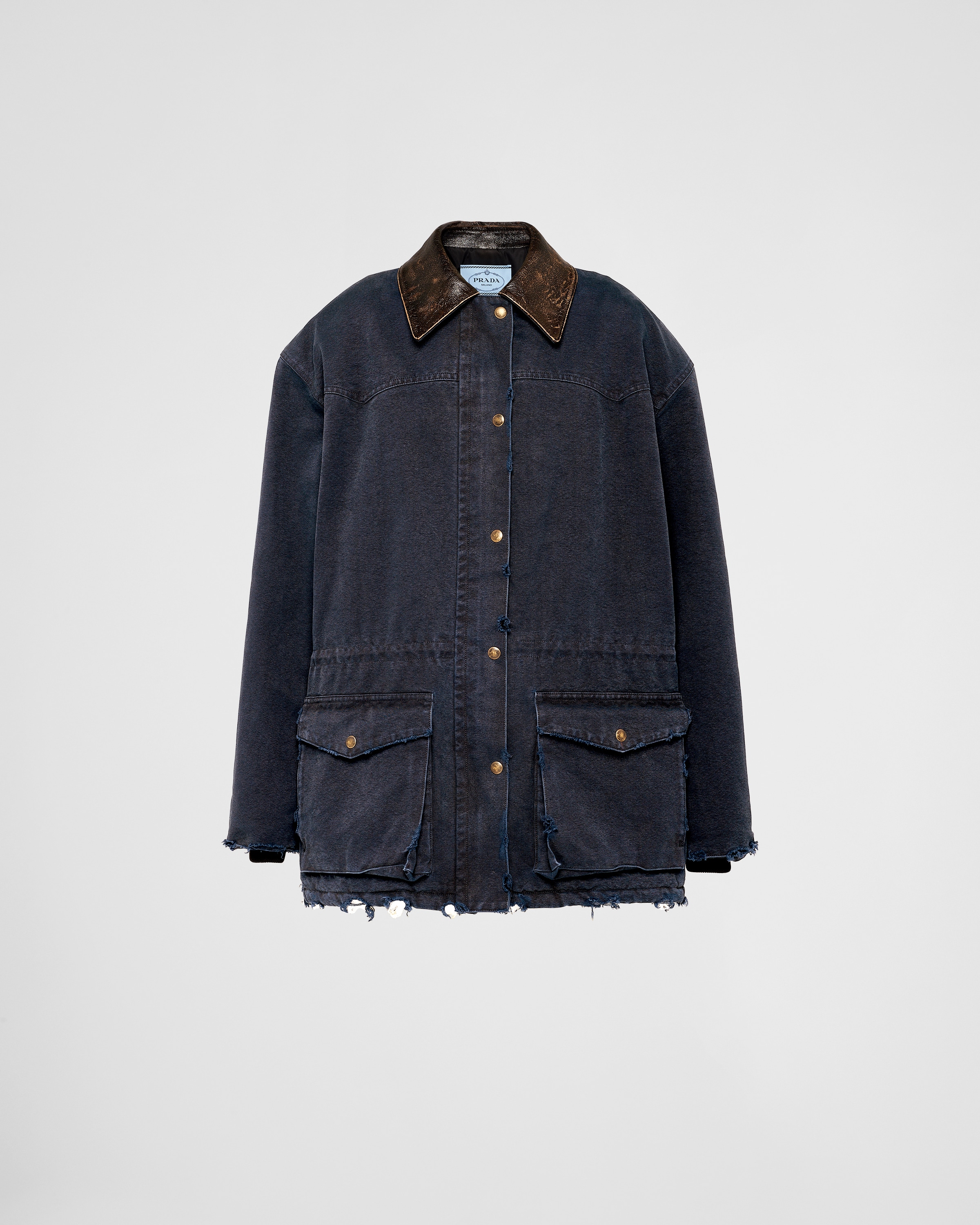 Prada Canvas Jacket In Baltic Blue