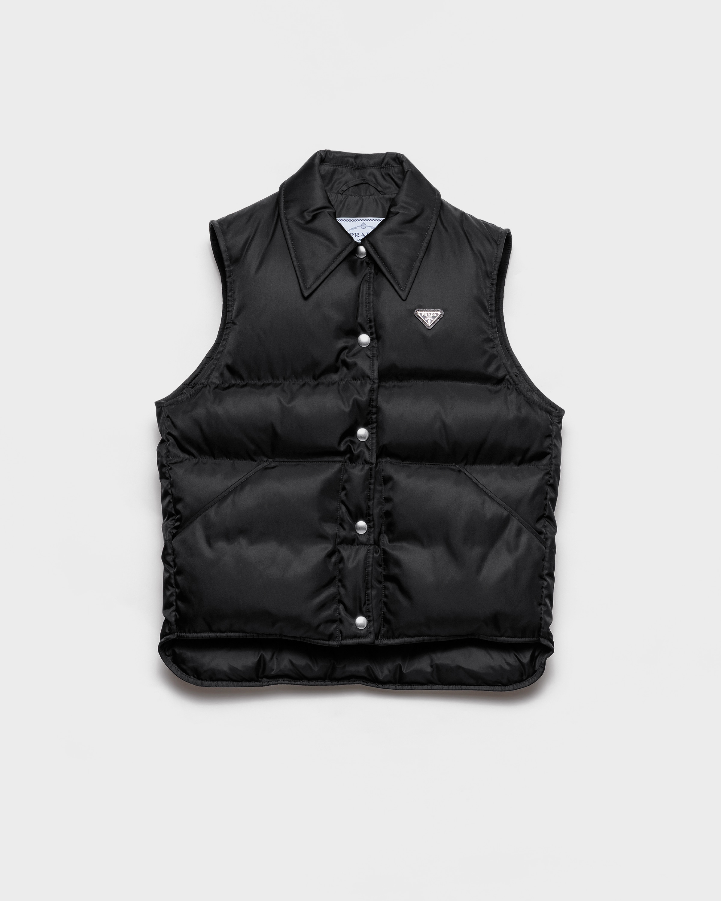 Prada Re-nylon Down Vest, Woman, Black, Size 42