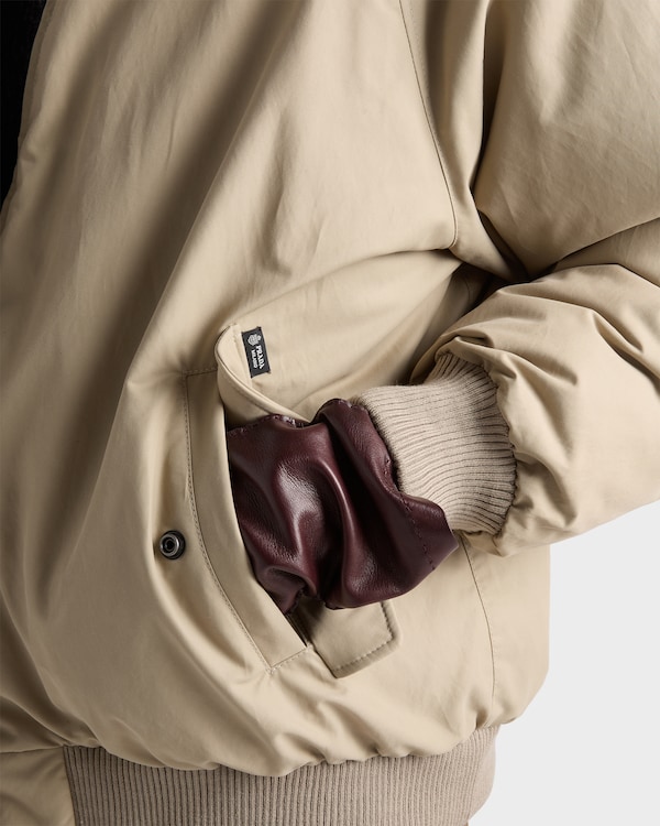 Technical poplin down jacket - Beige Technical poplin down jacket - Beige