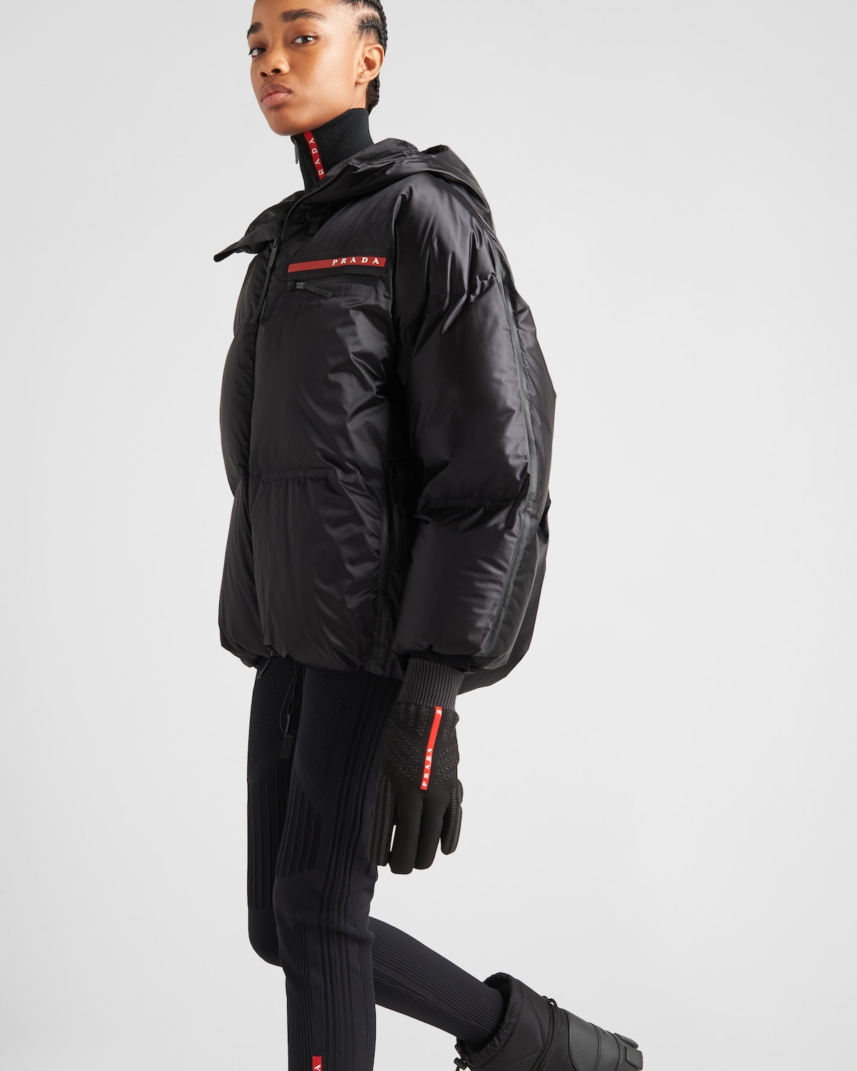 Prada Flannel Down Jacket Black Wool Polyamide
