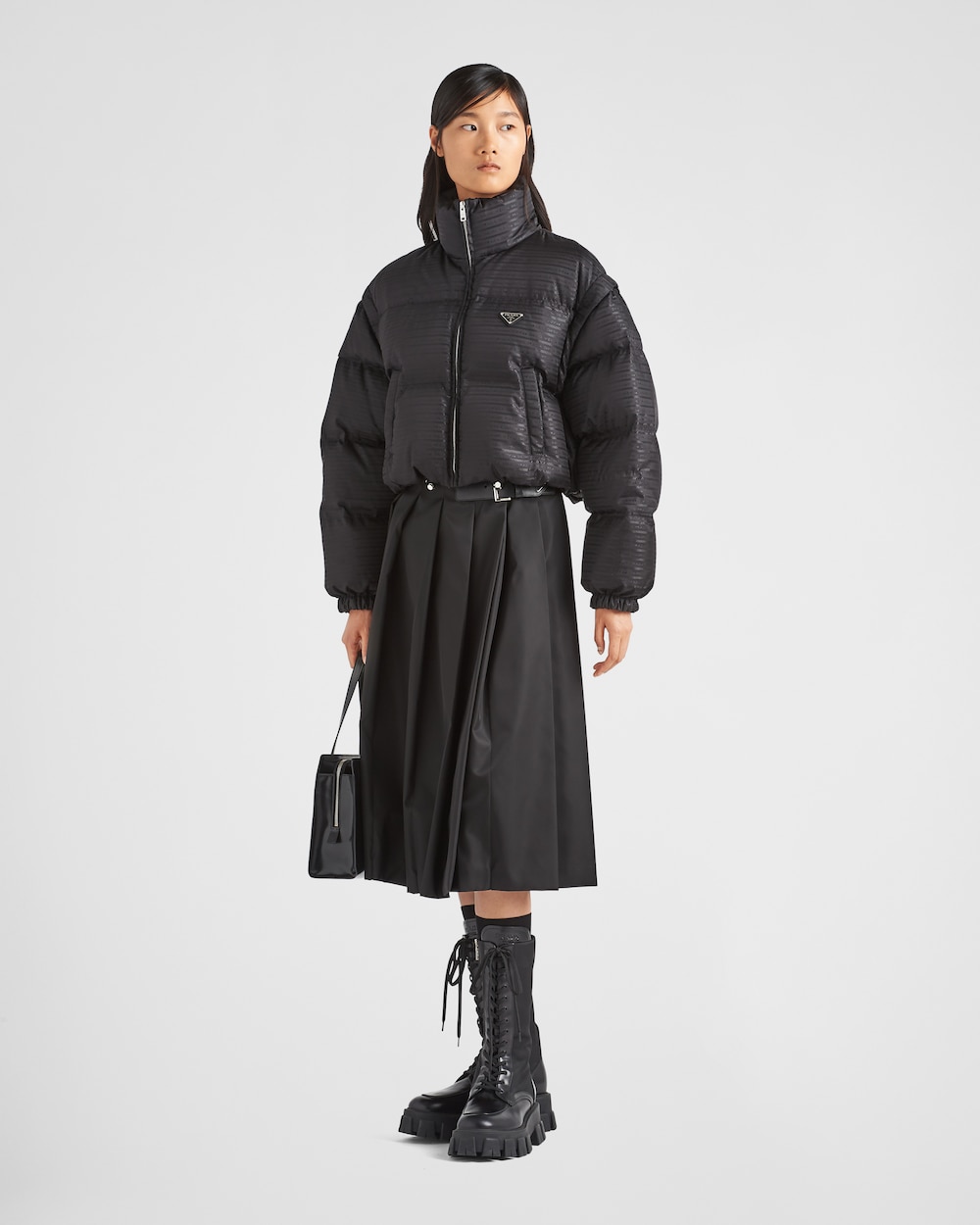 Re-Nylon cropped hooded down jacket | Prada