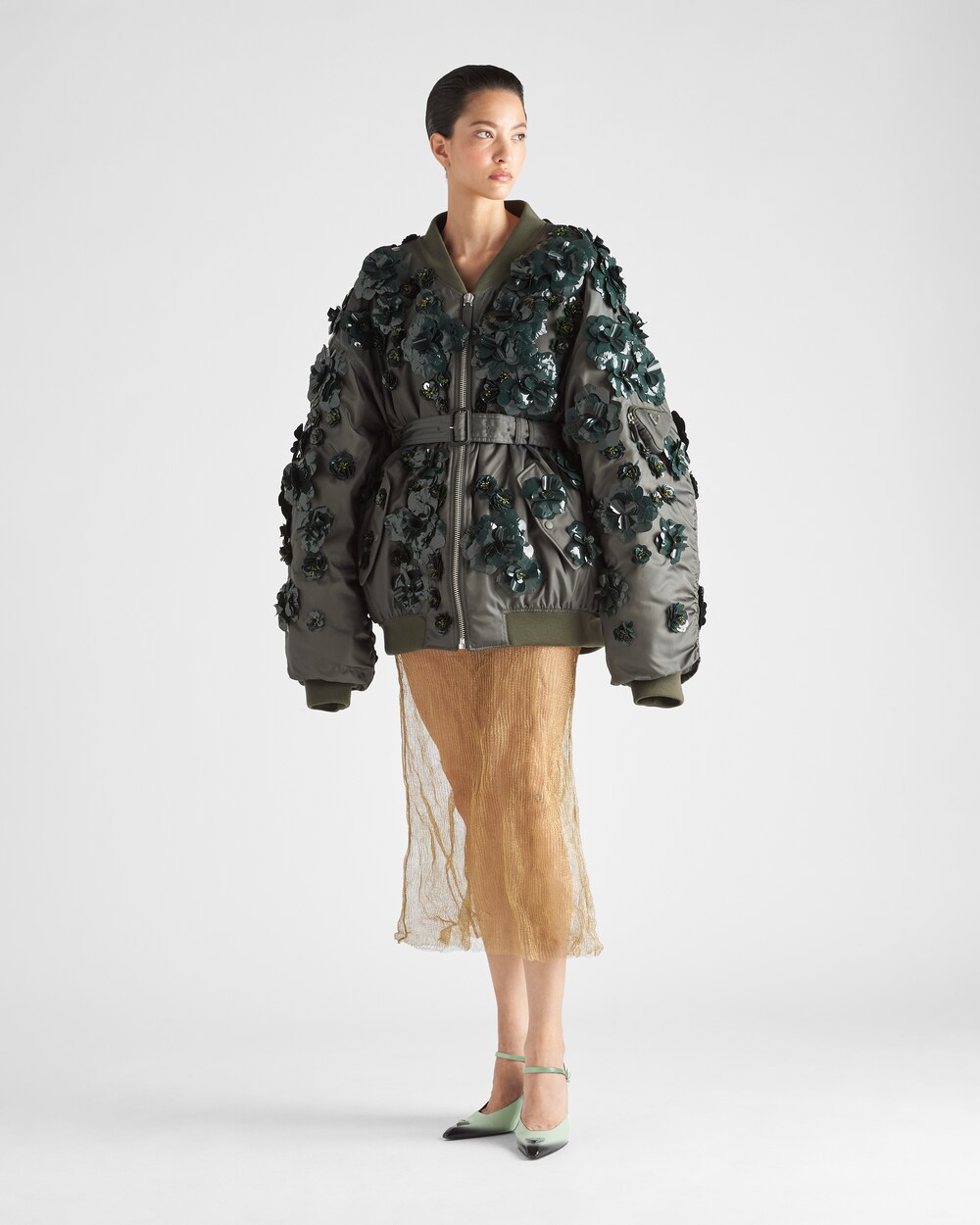 Forest Green Embroidered quilted Re 