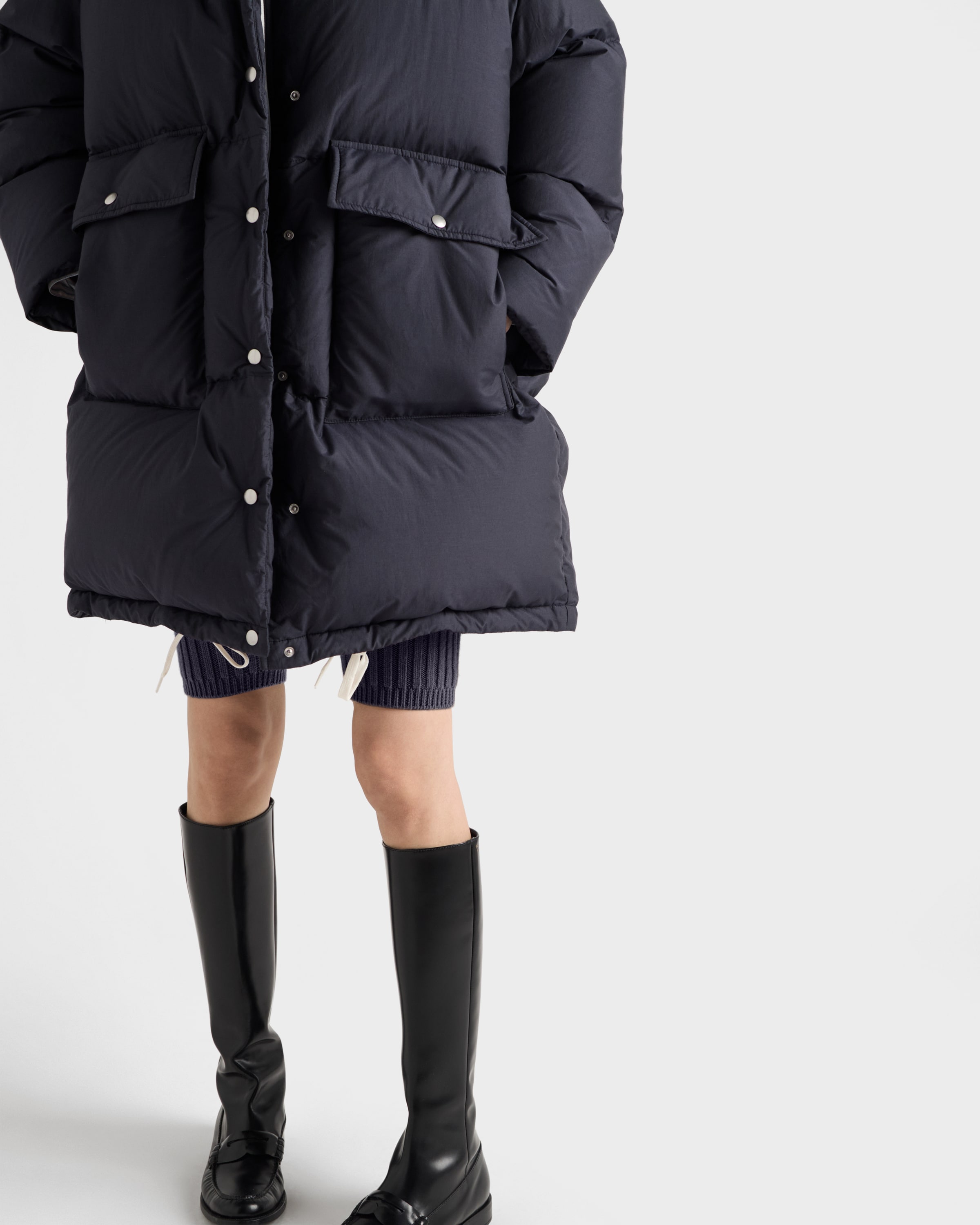 Prada Womens Blue Oversized Hooded Shell-down Parka Coat In Blue