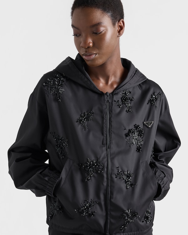 Embroidered Re-Nylon blouson jacket - Negro Embroidered Re-Nylon blouson jacket - Negro