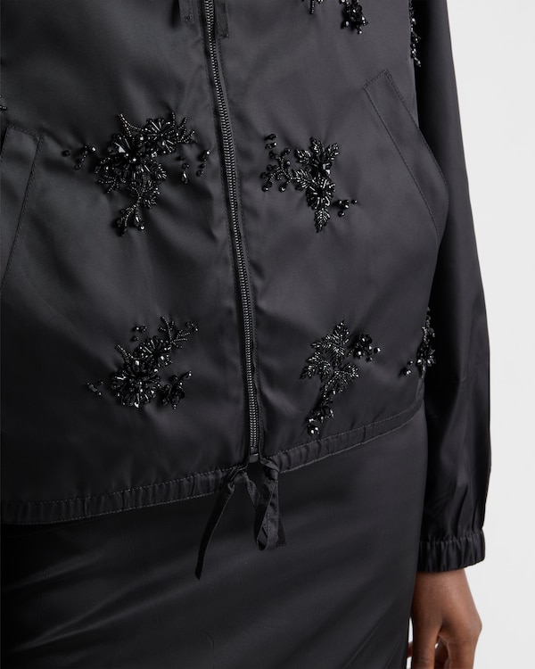 Embroidered Re-Nylon blouson jacket - Negro Embroidered Re-Nylon blouson jacket - Negro
