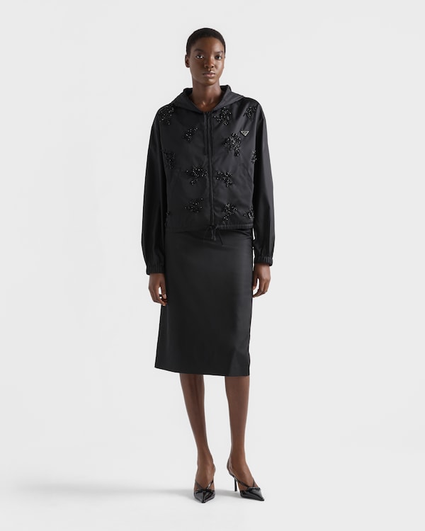 Embroidered Re-Nylon blouson jacket - Negro Embroidered Re-Nylon blouson jacket - Negro