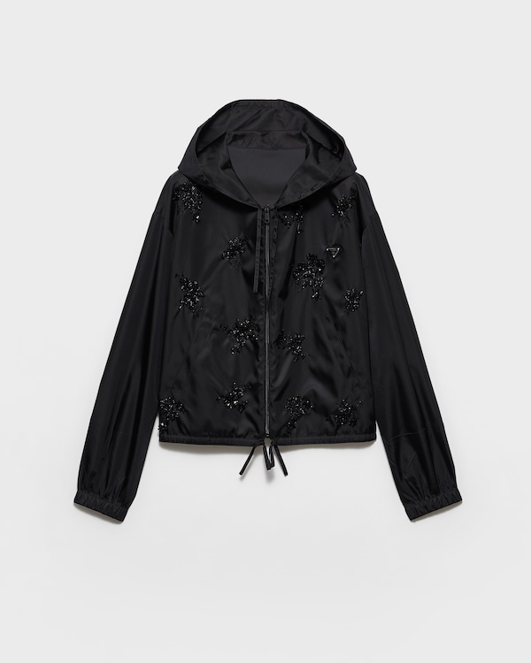 Embroidered Re-Nylon blouson jacket - Negro Embroidered Re-Nylon blouson jacket - Negro