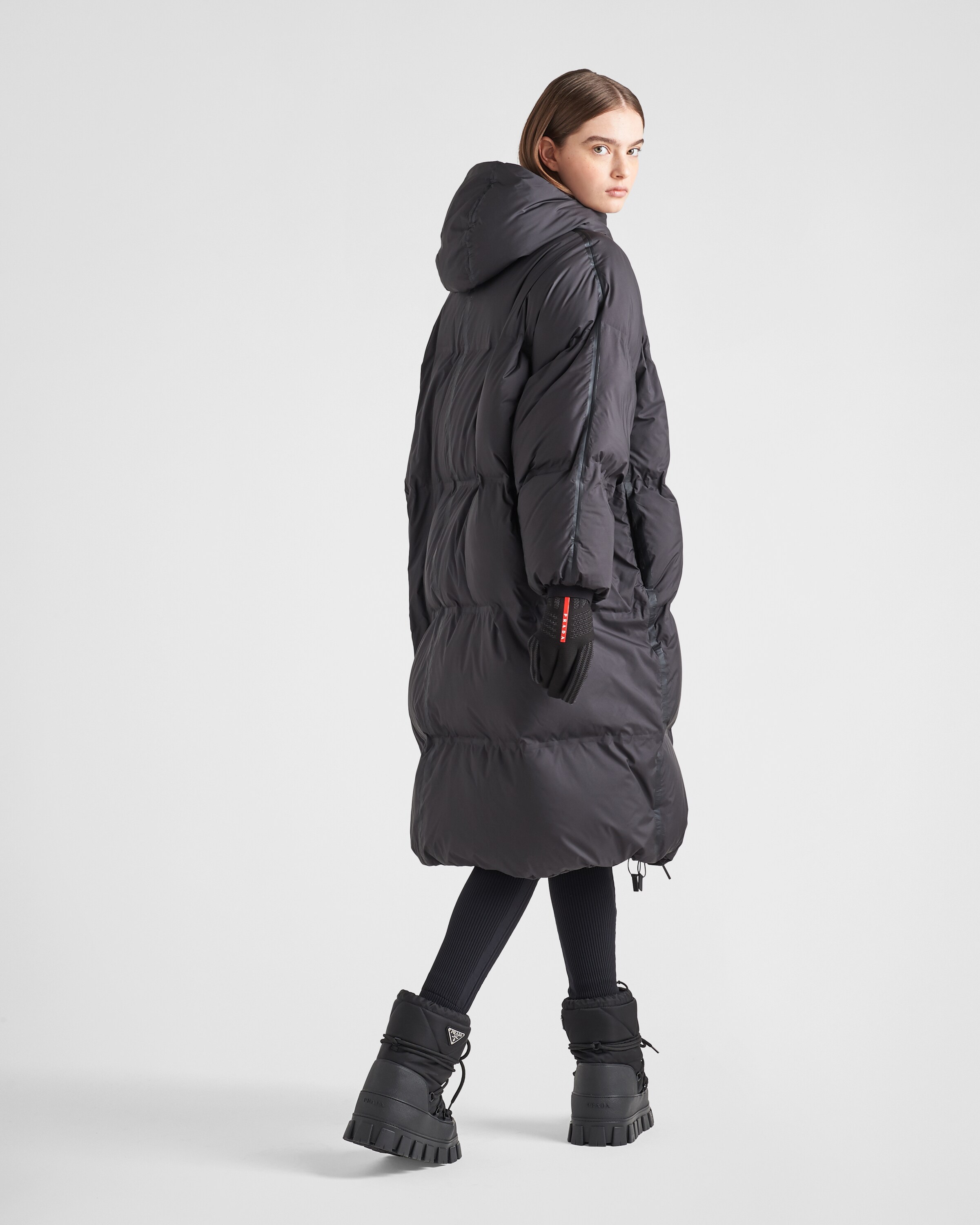 Black Oversized Technical Re-nylon Down Coat | PRADA