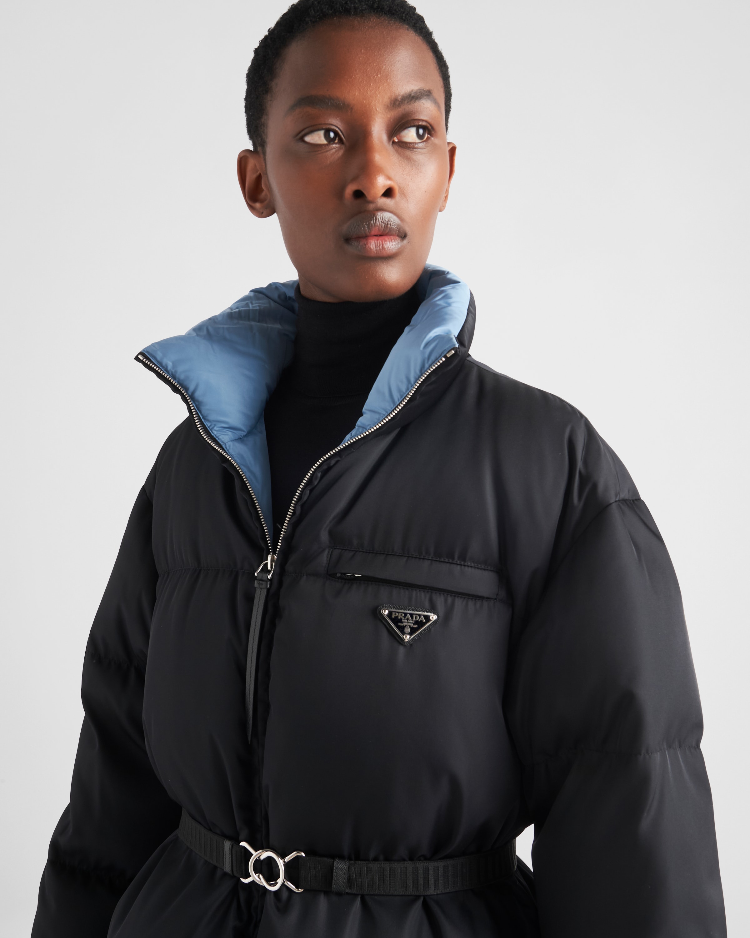 Prada gabardine puffer jacket on sale
