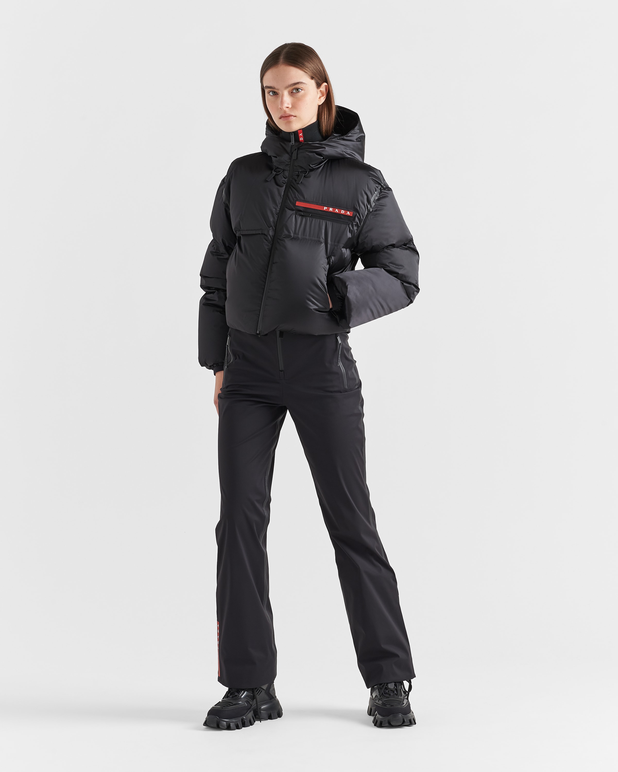 Black Cropped Technical Re-nylon Down Jacket