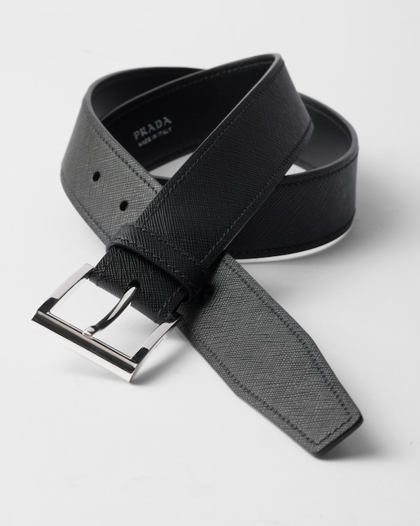 Saffiano leather belt strap - Black Saffiano leather belt strap - Black