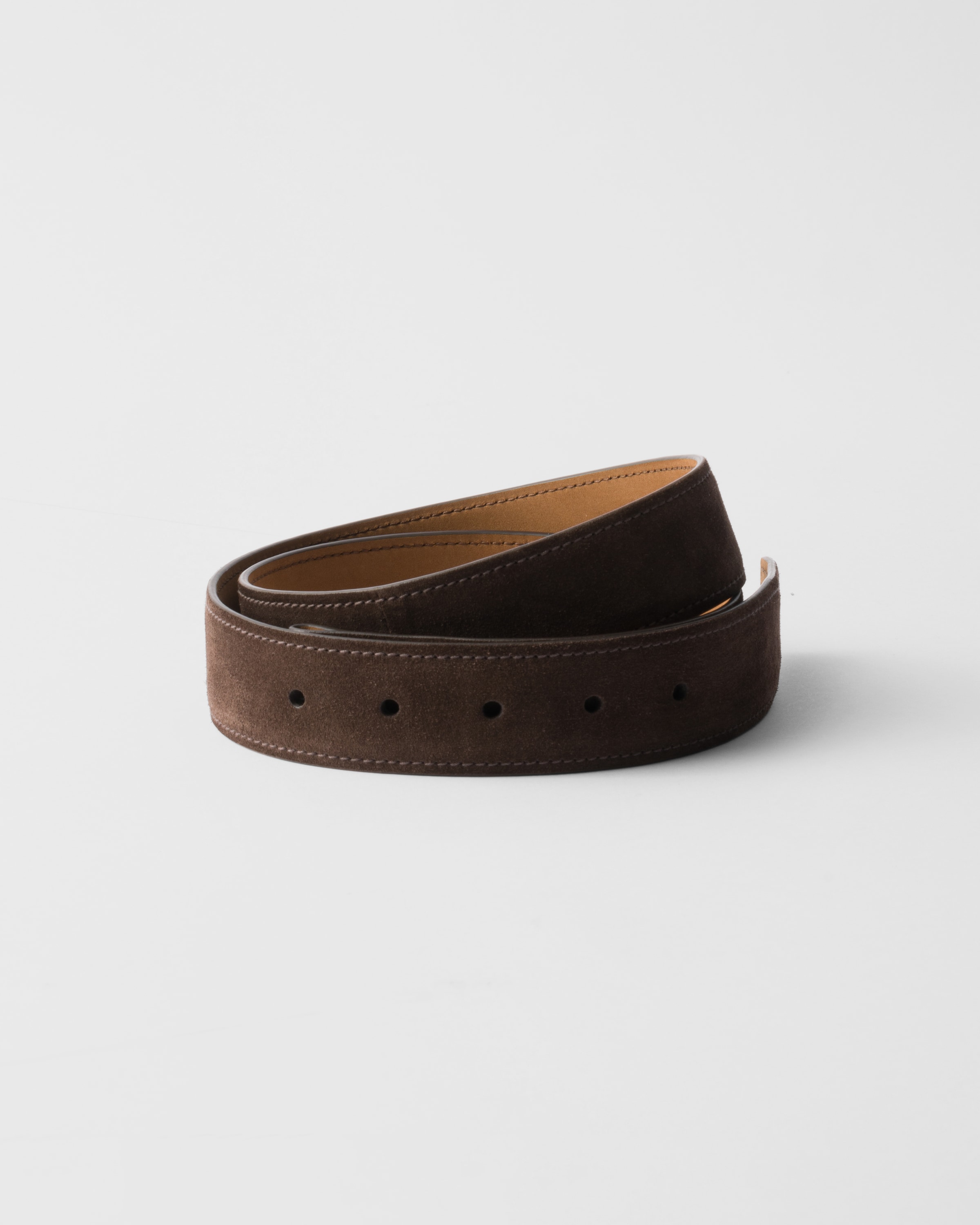 Prada Correa De Cinturón De Ante, Hombre, Marrón Oscuro, Talla 95