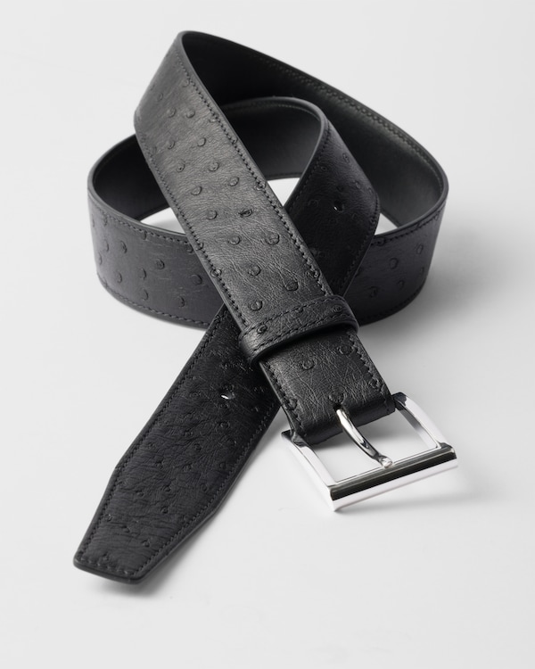 Ostrich leather belt strap - Black Ostrich leather belt strap - Black