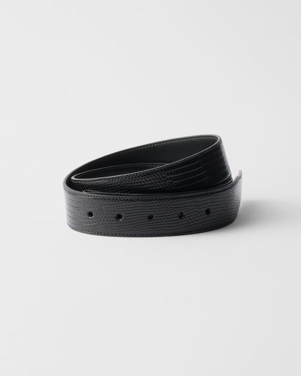 ブラック リザードスキン ベルトストラップ | PRADA