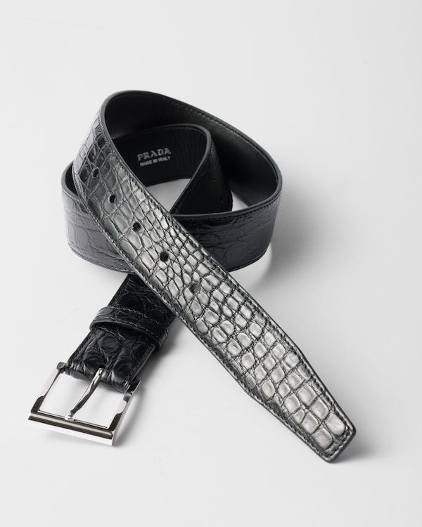Crocodile leather belt strap - Black Crocodile leather belt strap - Black