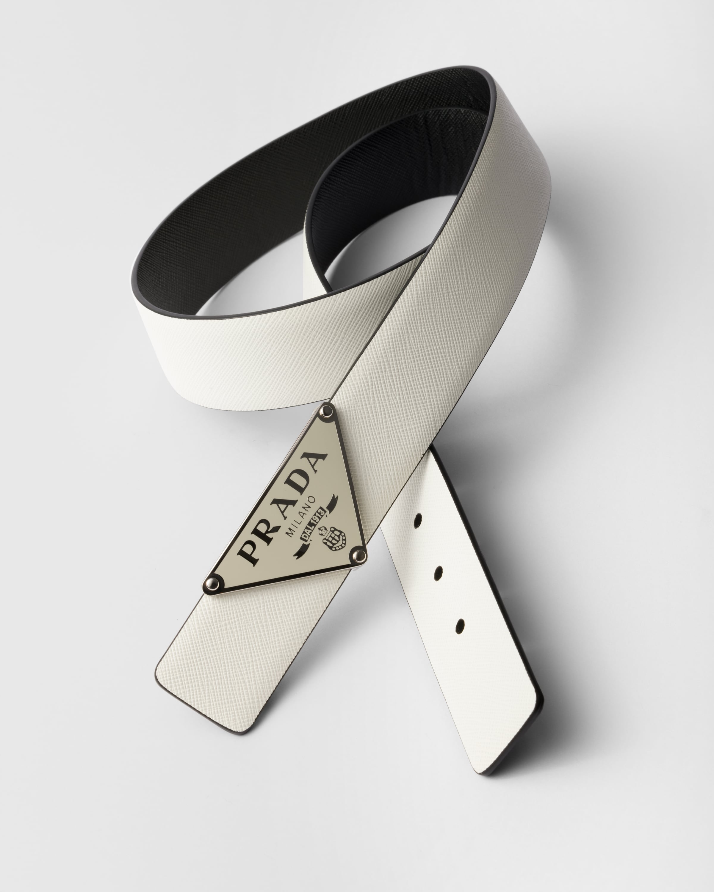 White/Black リバーシブル サフィアーノレザー ベルトストラップ